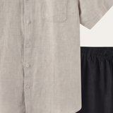 Verona Linen Shirt & Shorts Beige/Black
