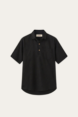Monza Linen Polo Shirt Black