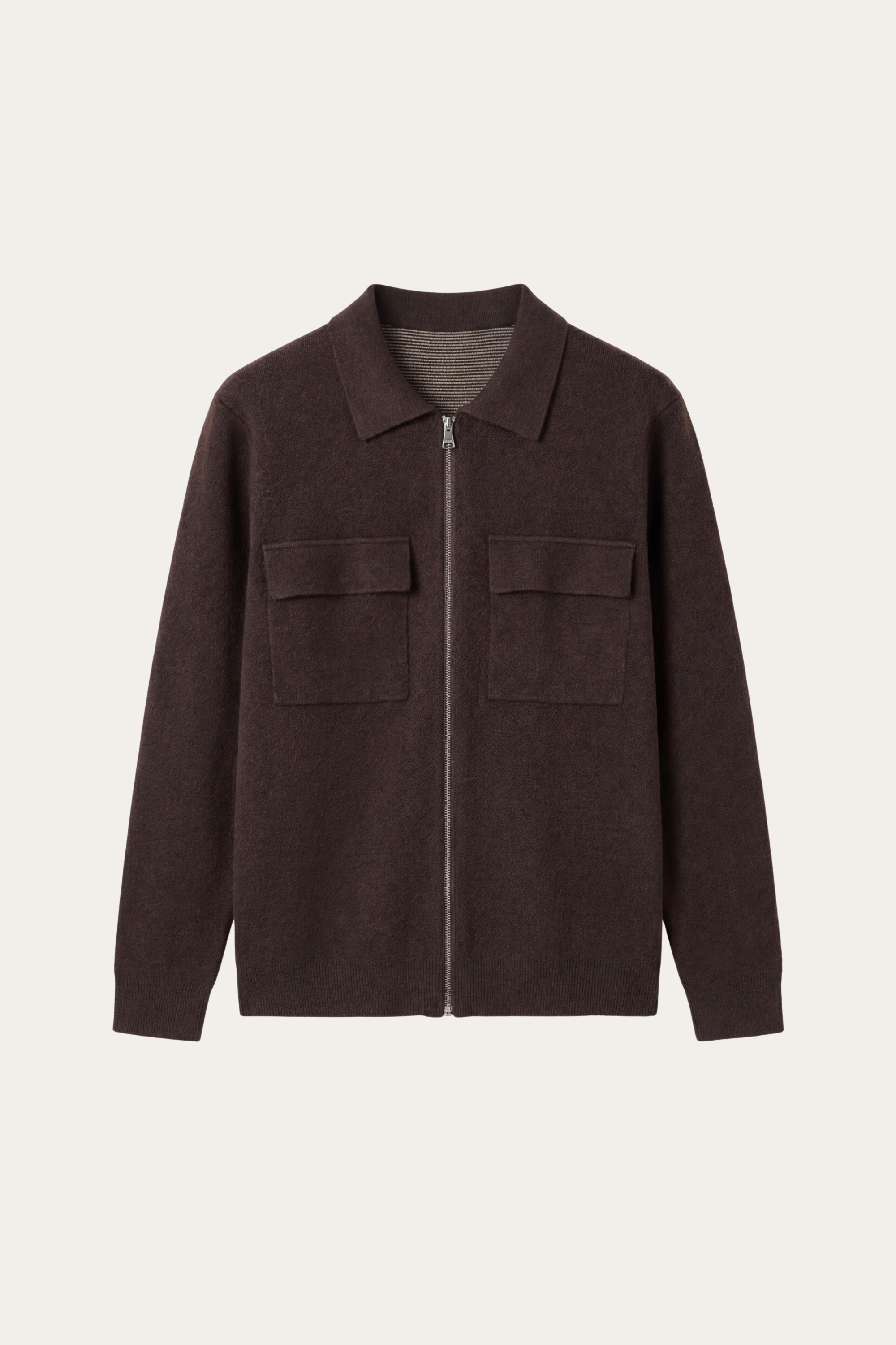 Orvello Dual-Zip Wool Cardigan Brown