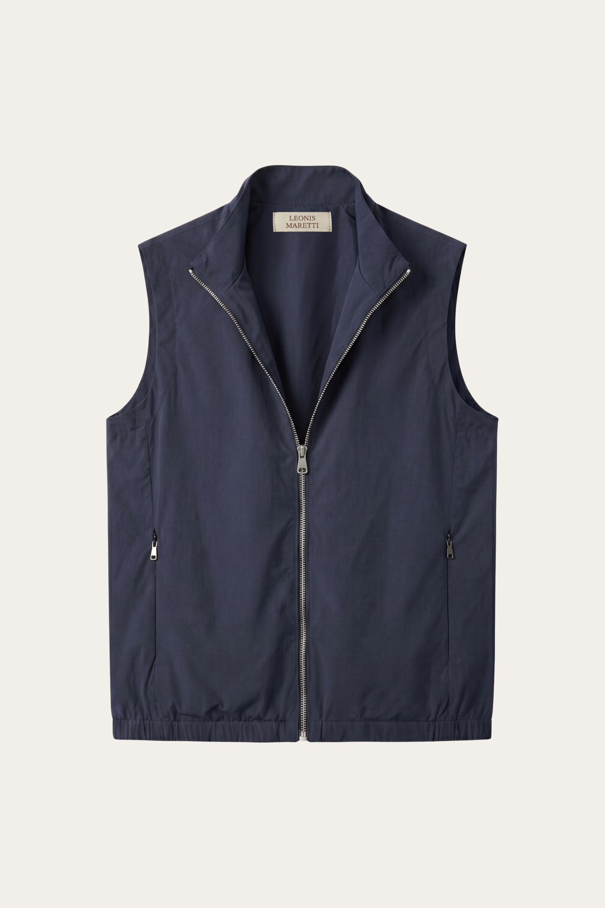 Valeno Stand-Collar Zip Vest Navy Blue