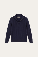 Lerano Cashmere Half-Zip Knit Navy