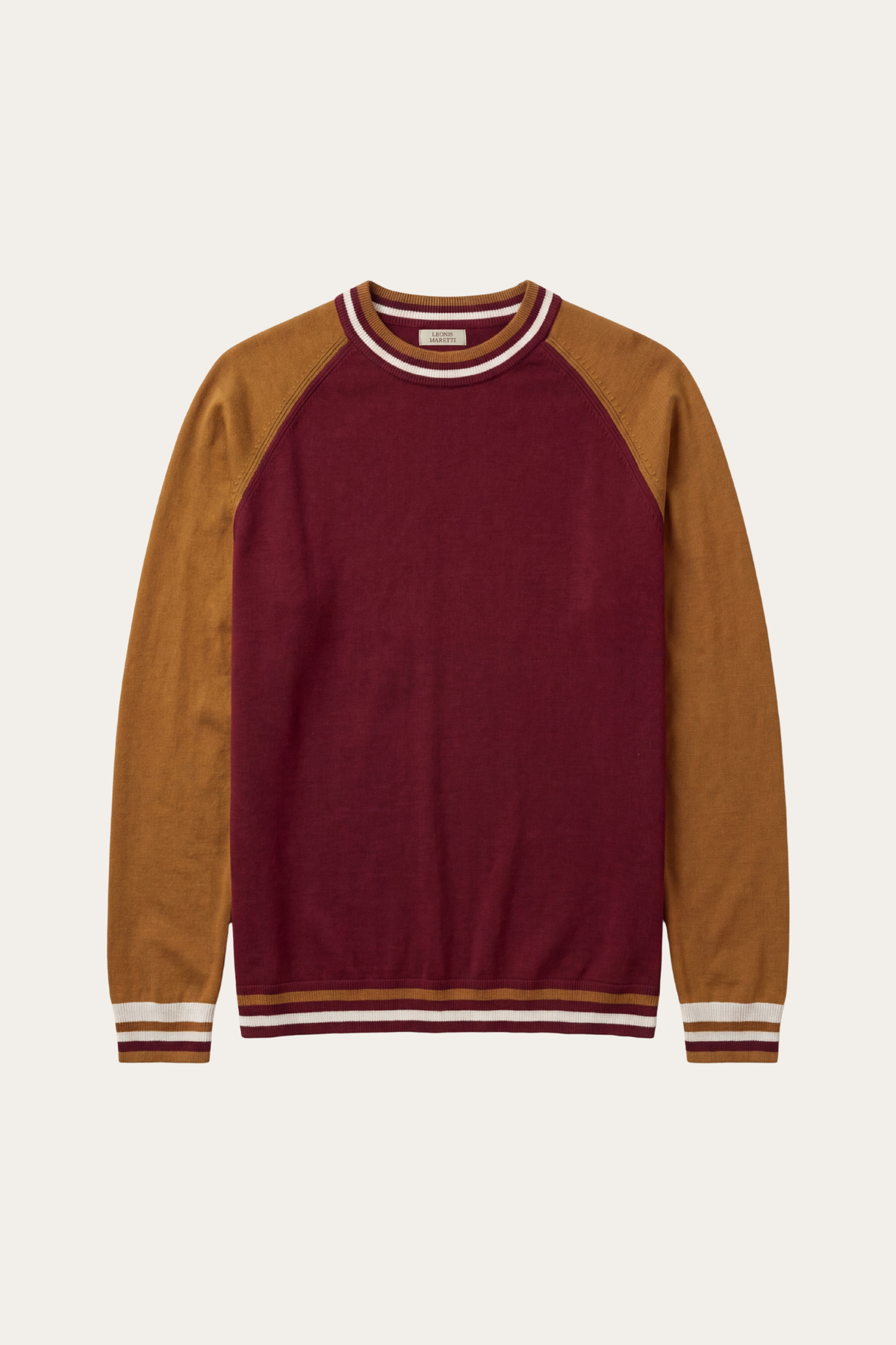Cremona Merino Contrast Trim Crewneck Burgundy