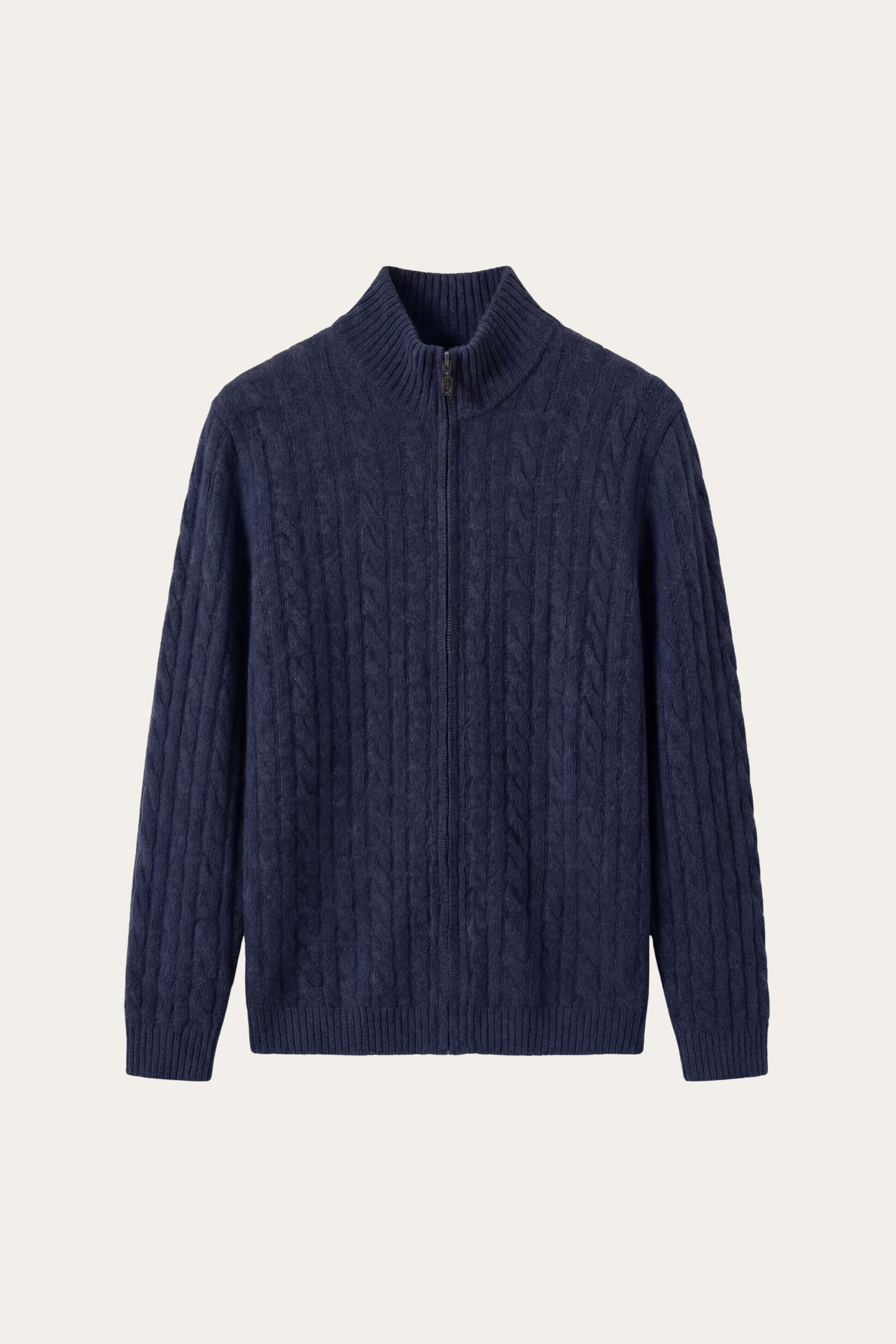 Bolzano Cable Zip Knit Blue Grey