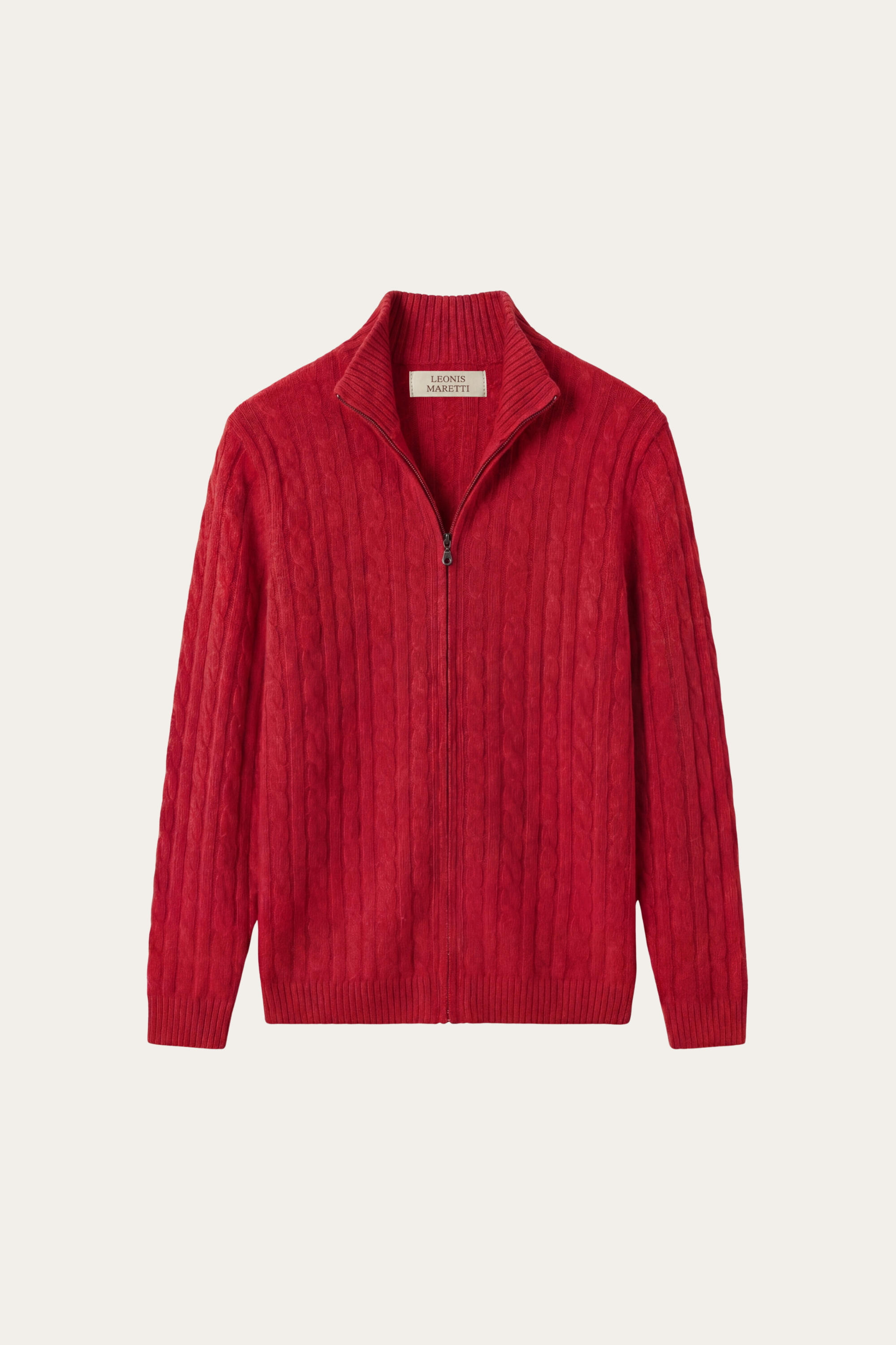 Bolzano Cable Zip Knit Red