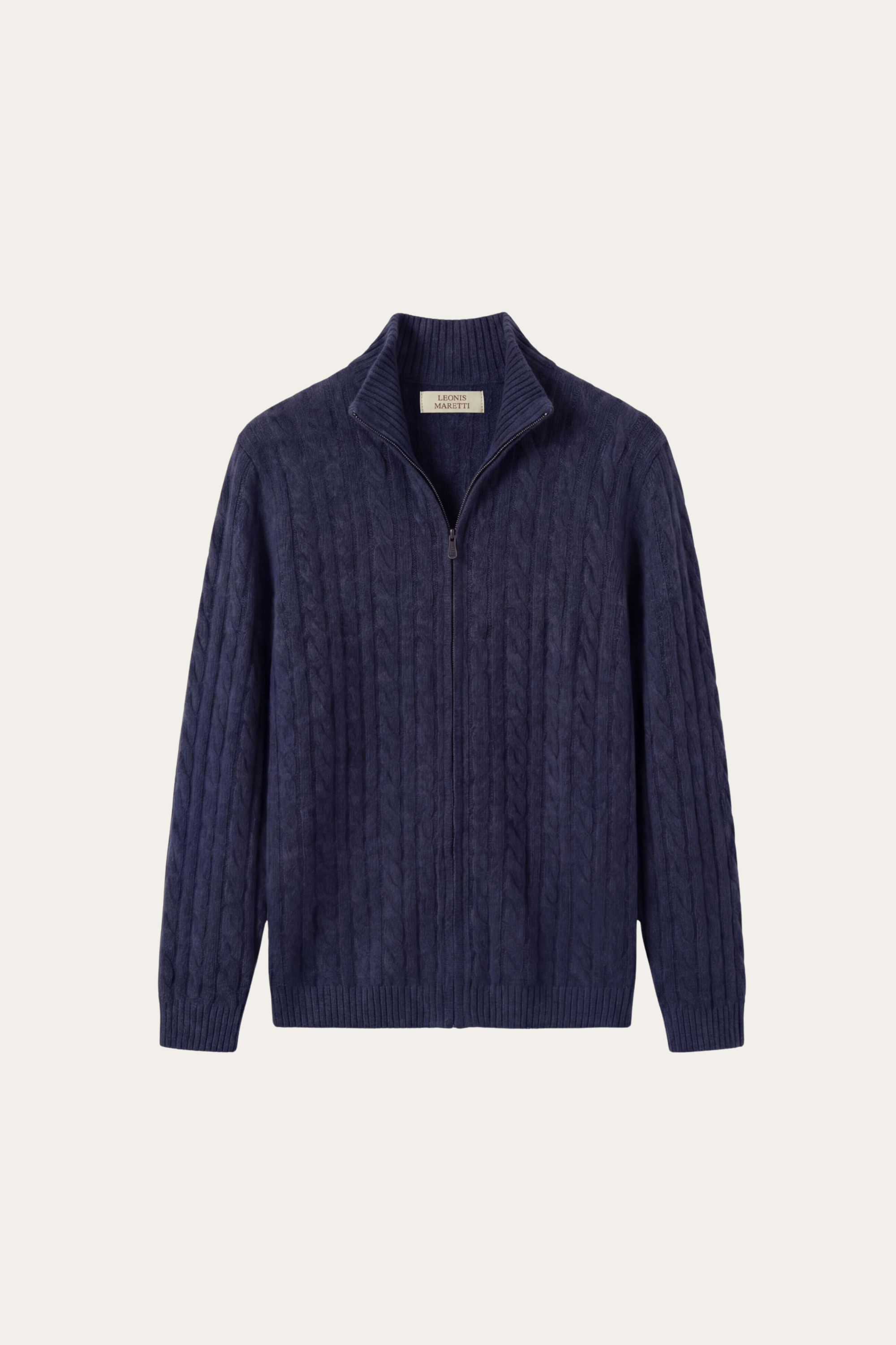 Bolzano Cable Zip Knit Blue Grey
