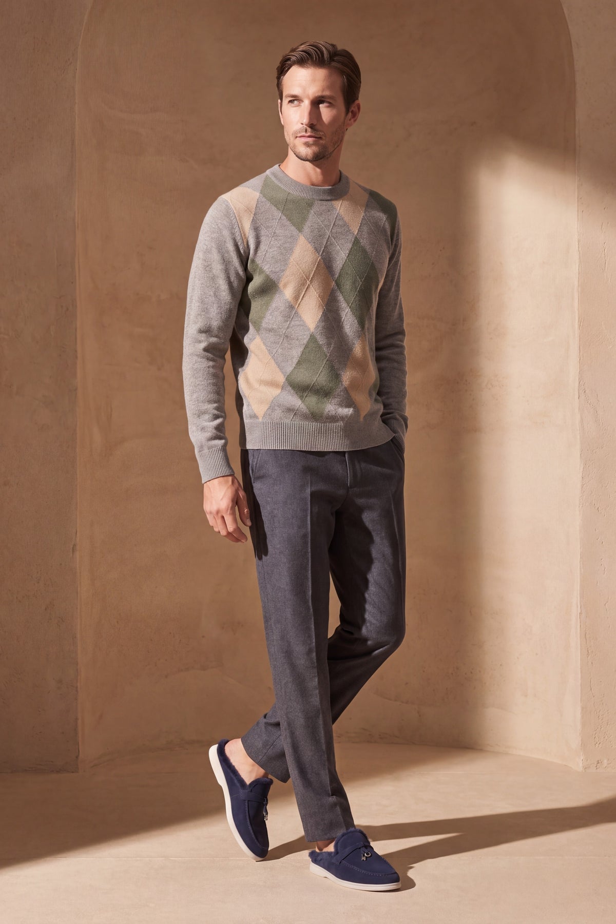 Pavia Argyle Crewneck Taupe
