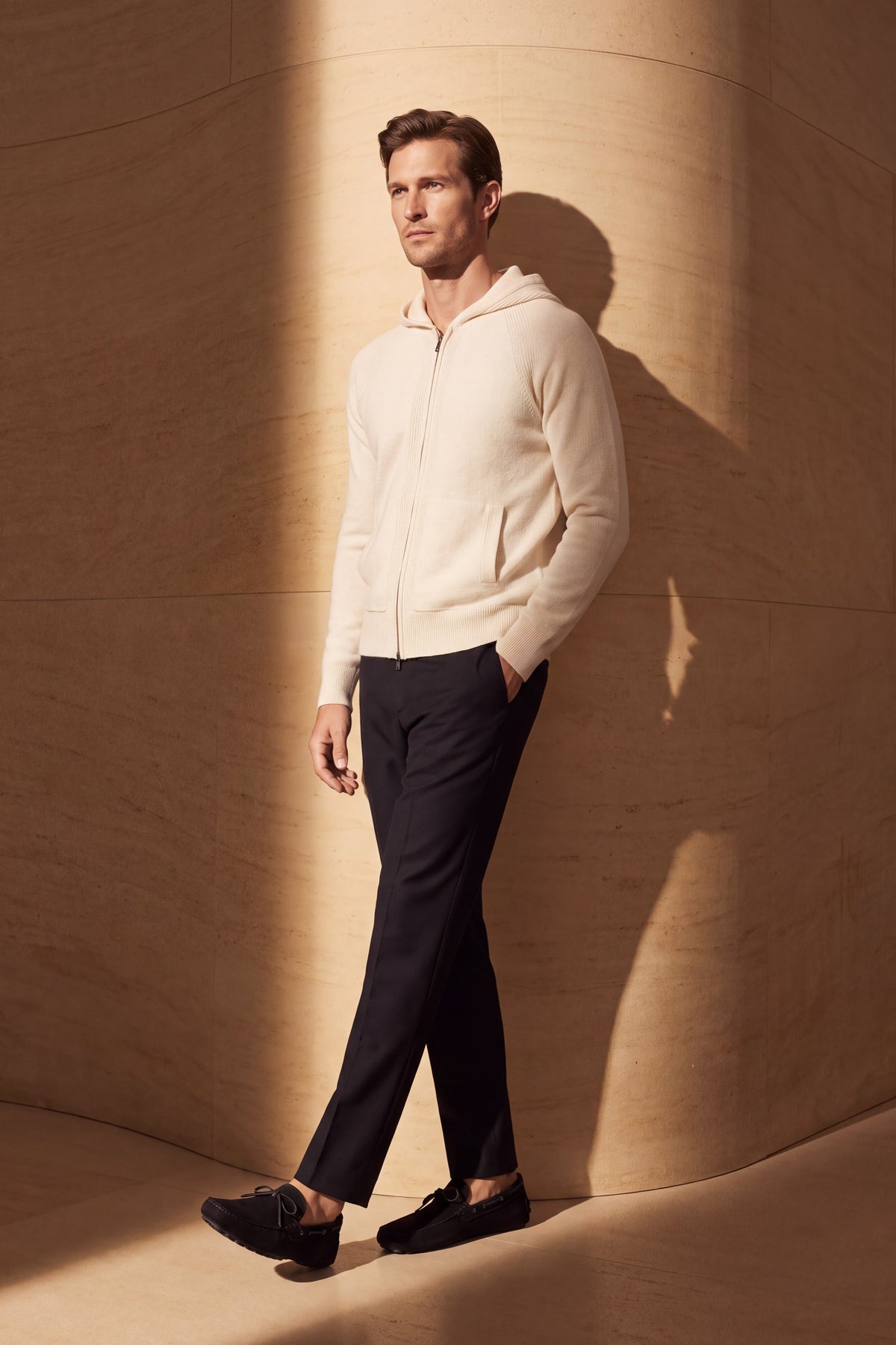 Fermo Cashmere Zipped Hoodie Cream