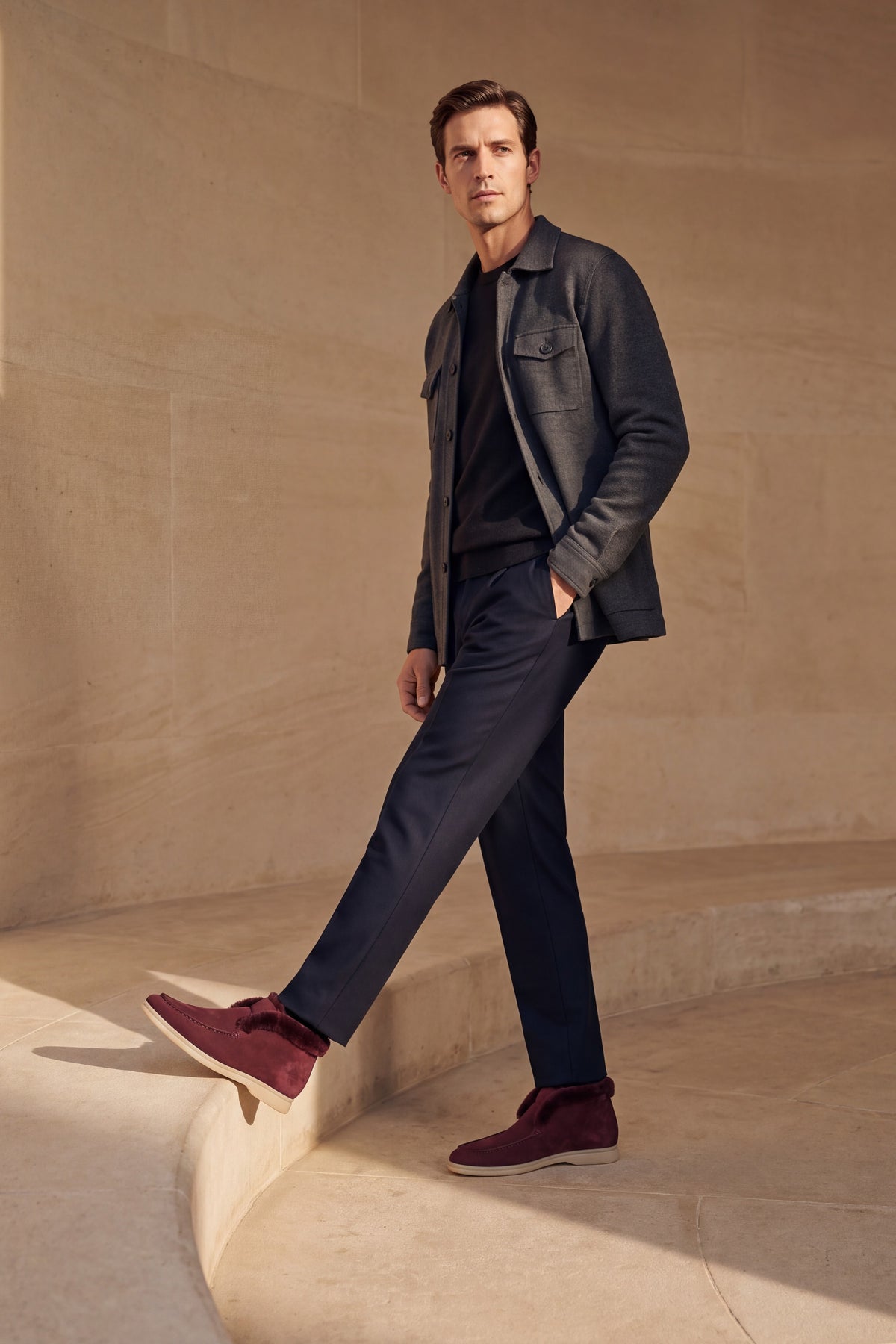 Arzano Fur-Lined High Top Loafer Burgundy
