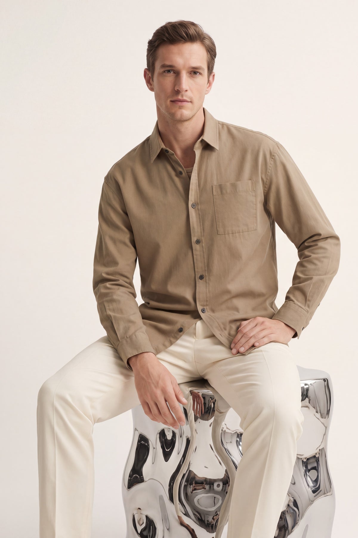 Spoleto Cotton Overshirt Khaki