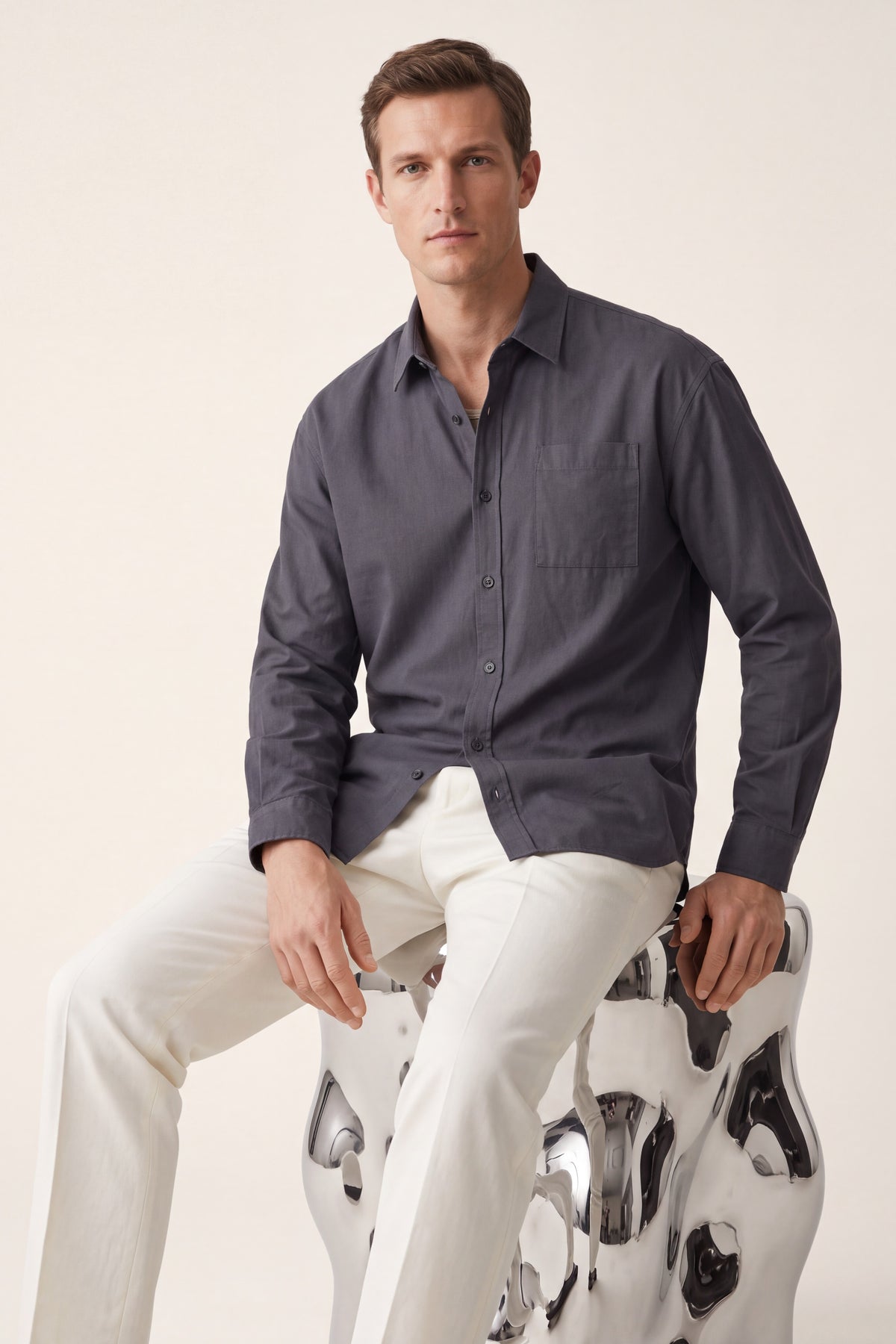 Spoleto Cotton Overshirt Charcoal