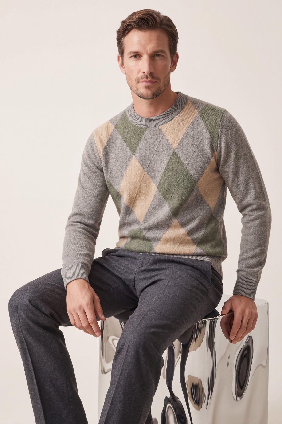 Pavia Argyle Crewneck Taupe