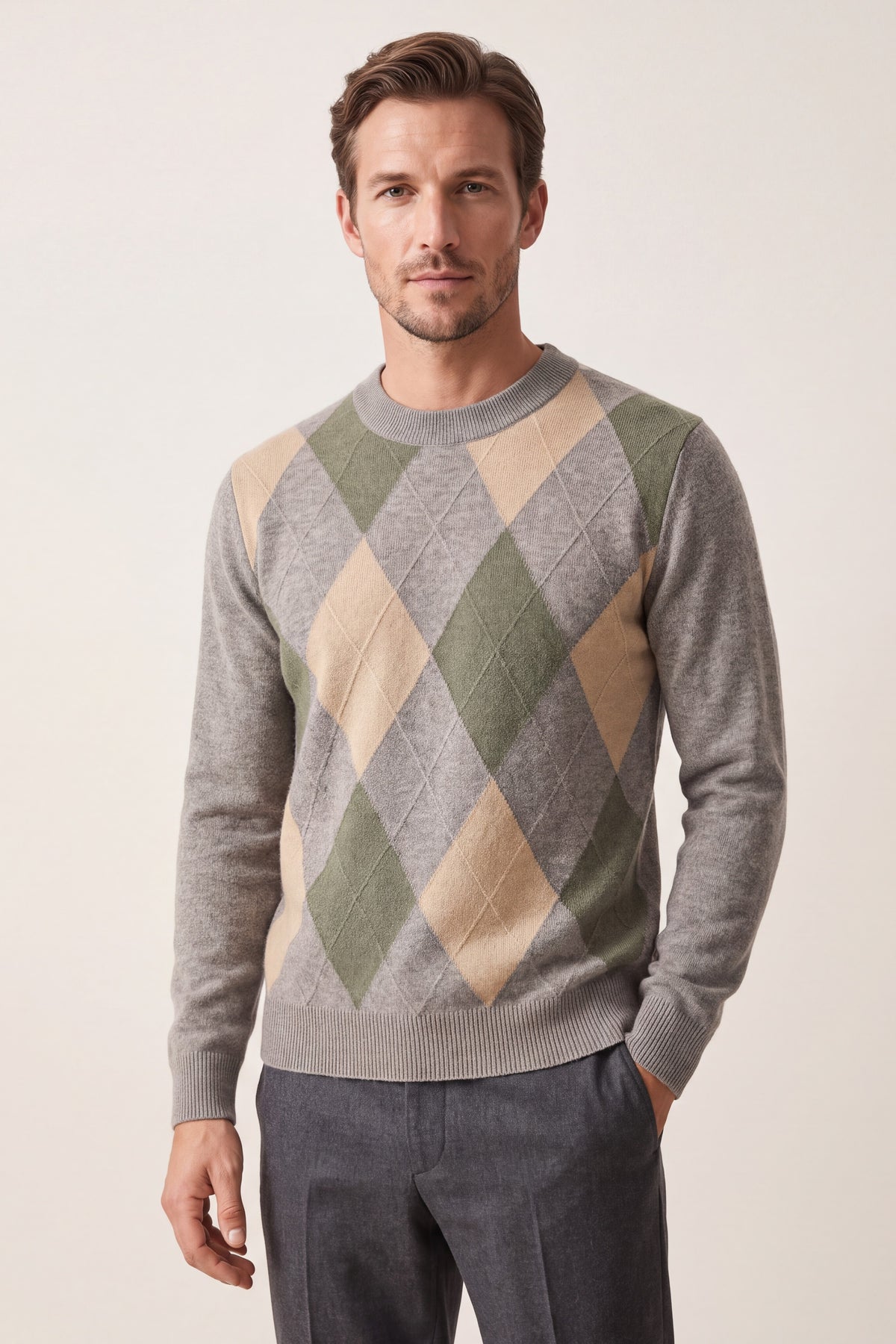 Pavia Argyle Crewneck Taupe
