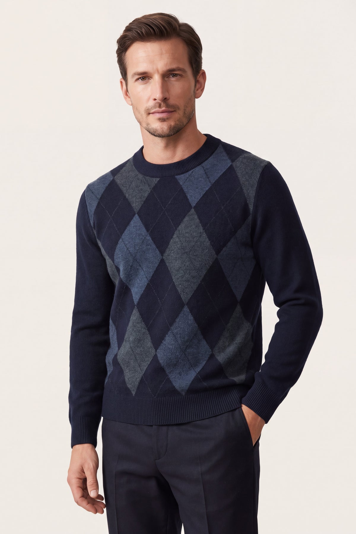 Pavia Argyle Crewneck Navy