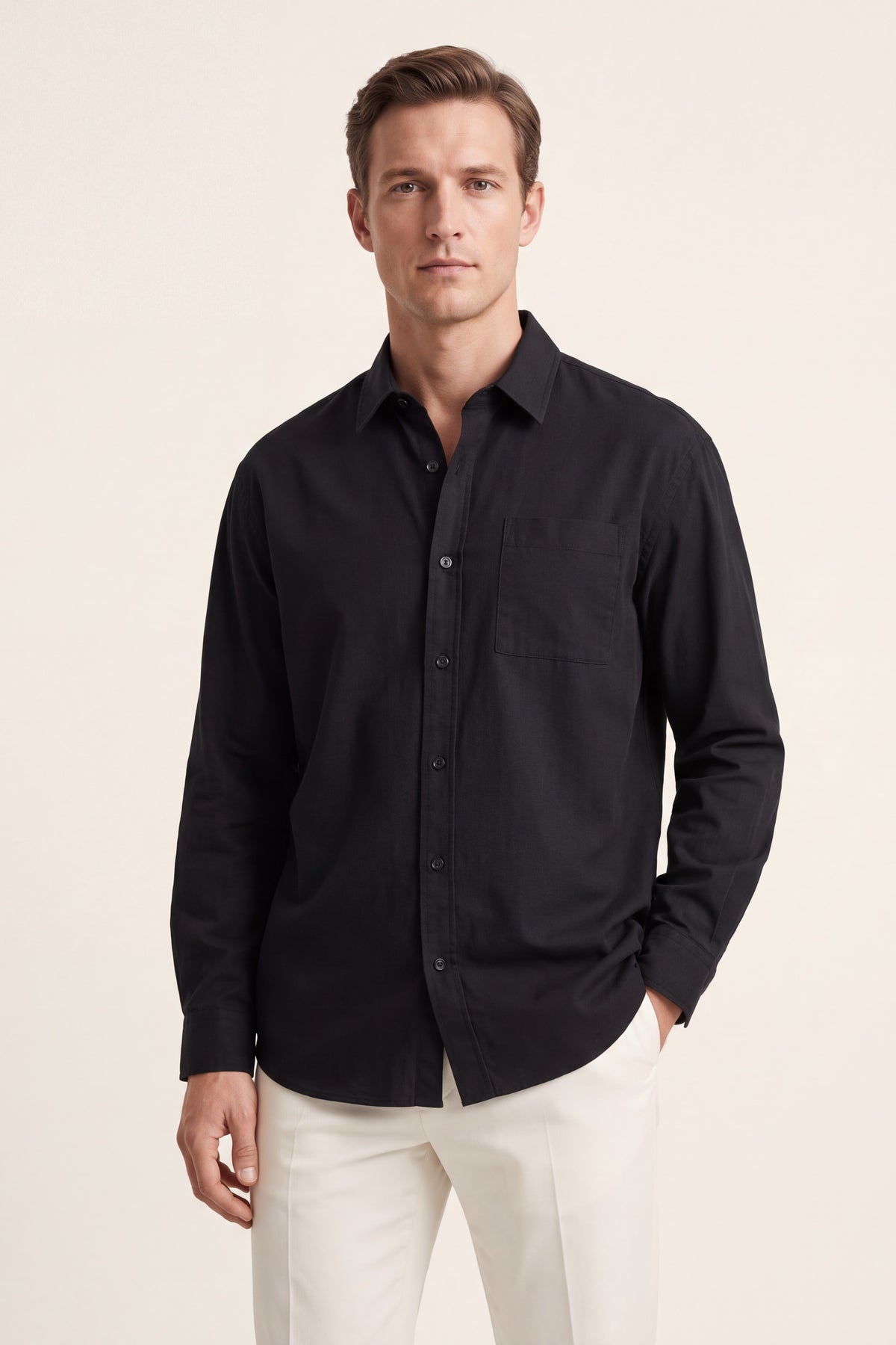 Spoleto Cotton Overshirt Black