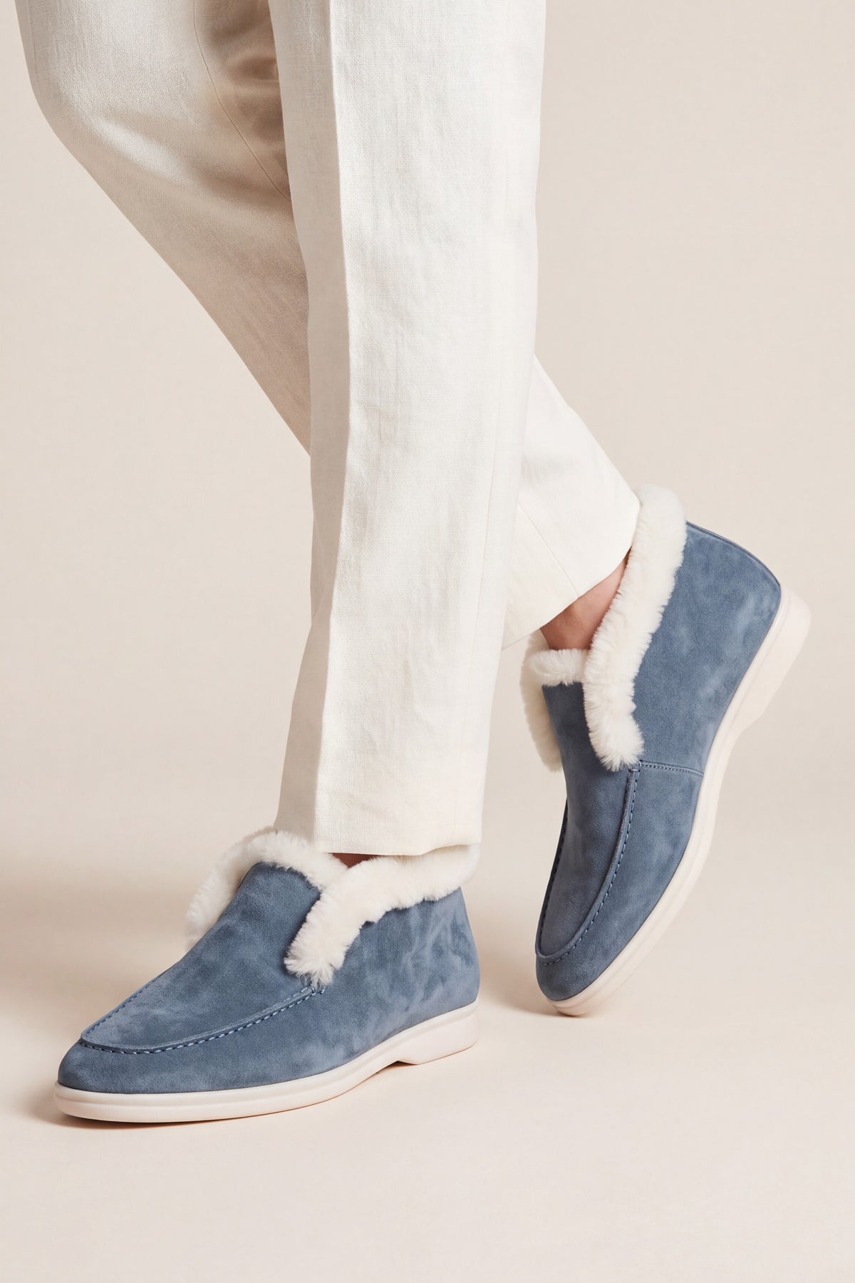 Arzano Fur-Lined High Top Loafer Blue
