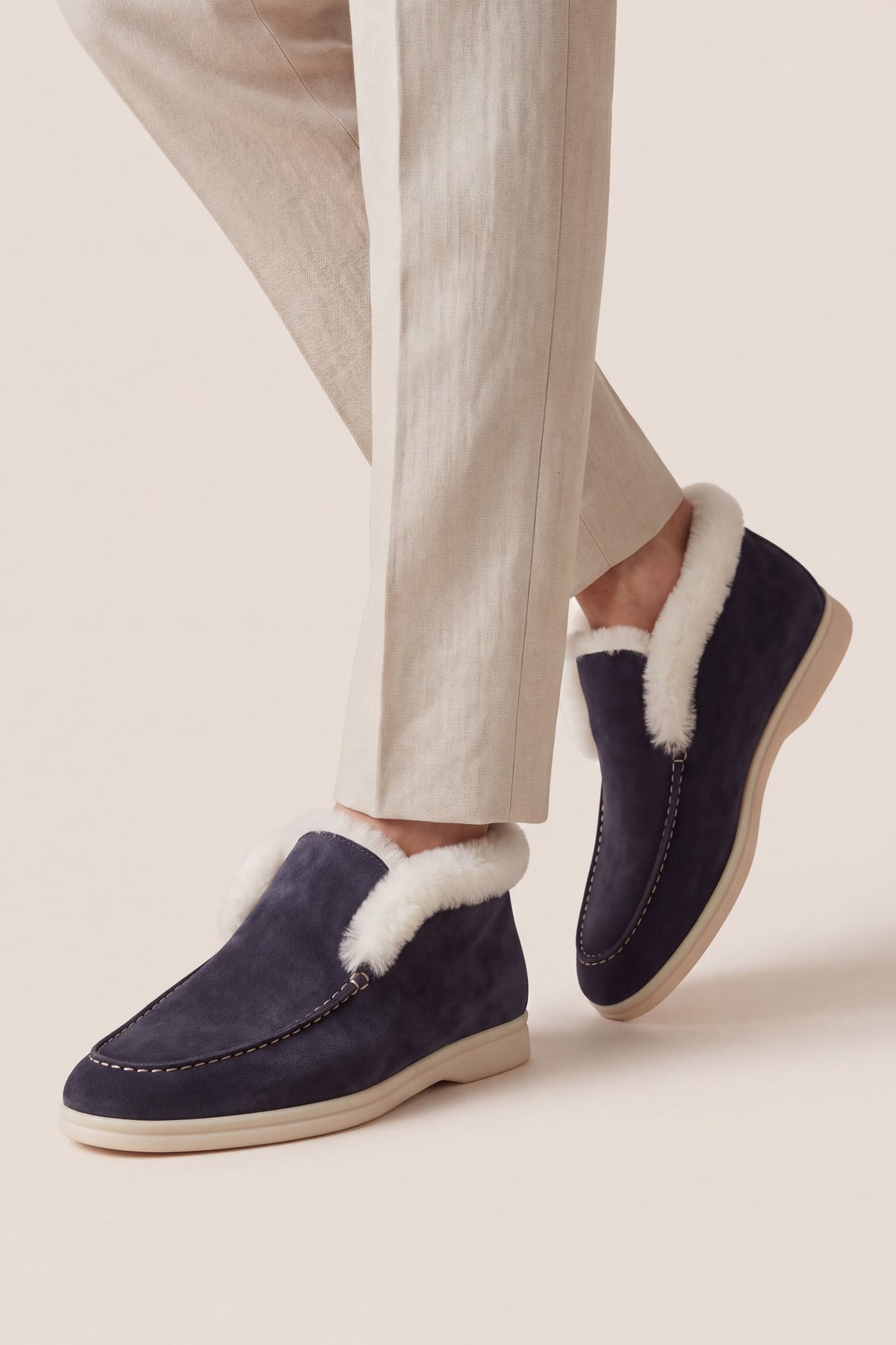 Arzano Fur-Lined High Top Loafer Navy