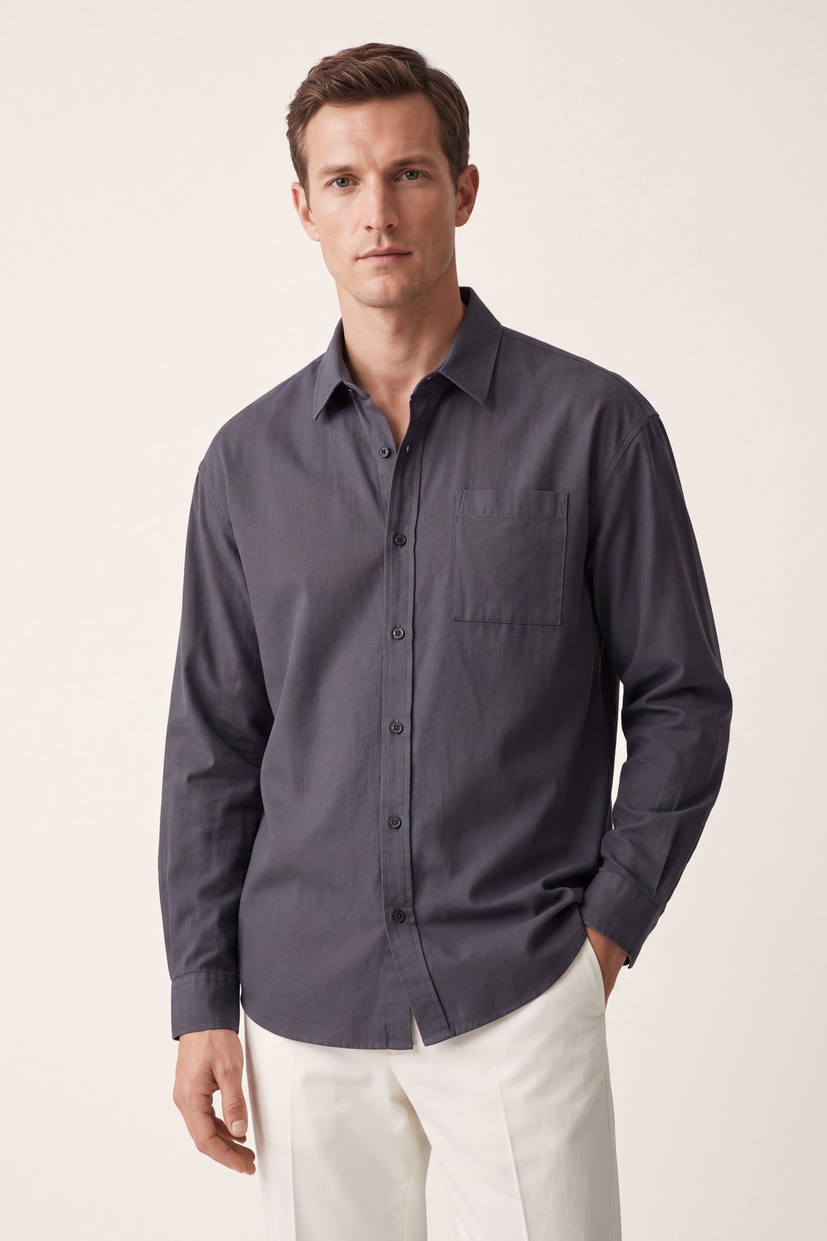 Spoleto Cotton Overshirt Charcoal