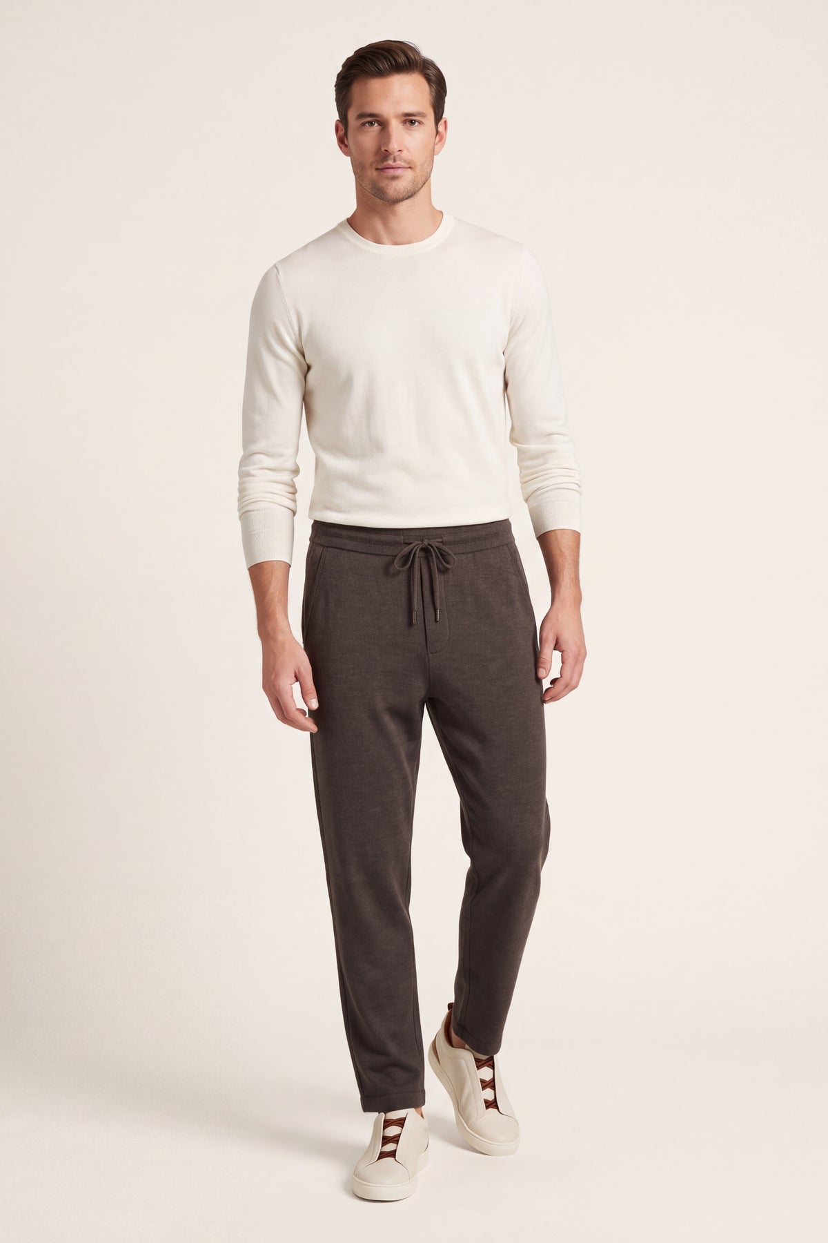 Gubbio Merino Wool Joggers Brown