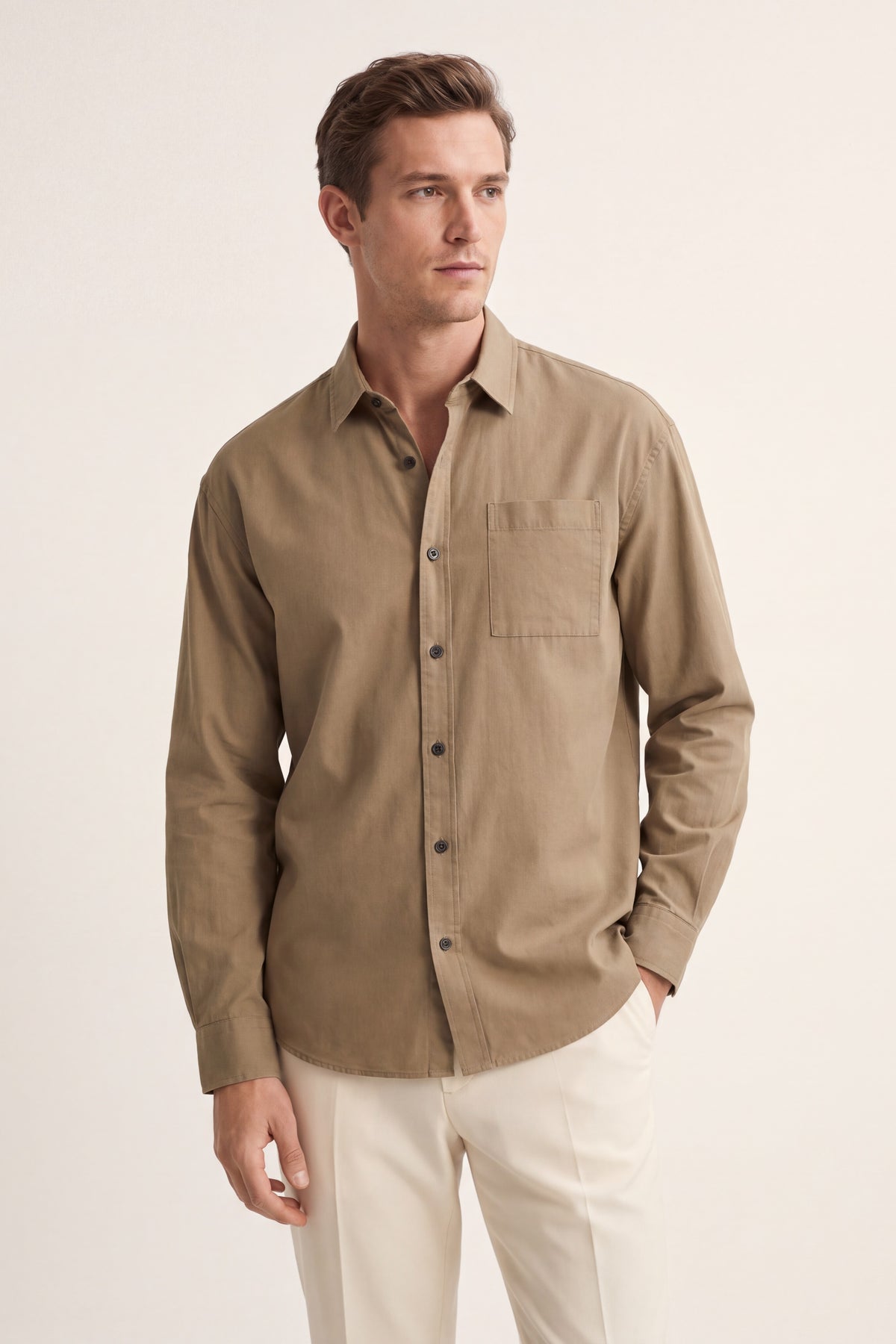 Spoleto Cotton Overshirt Khaki