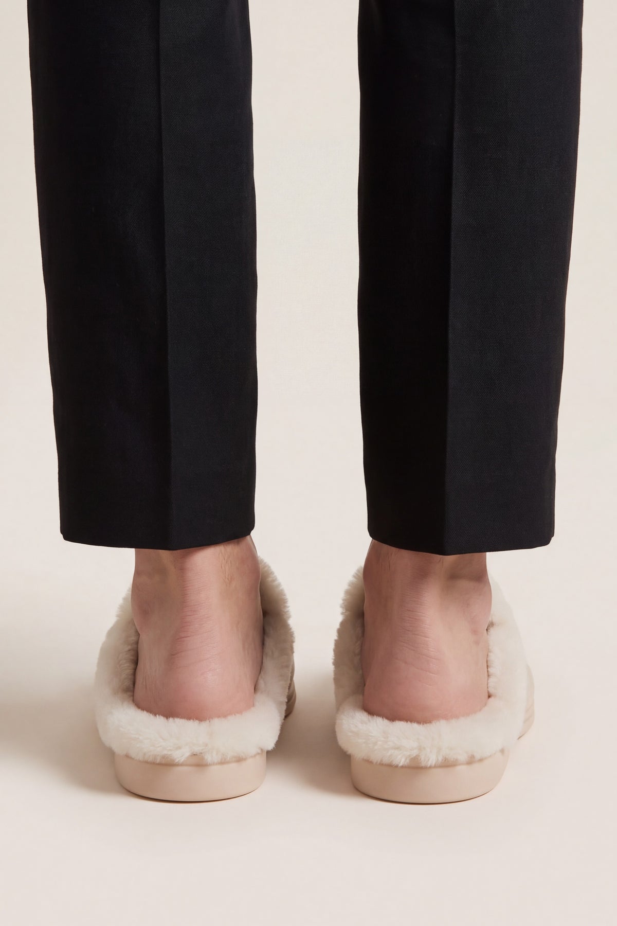 Maretti Fur-Lined Buckle Mule Cream
