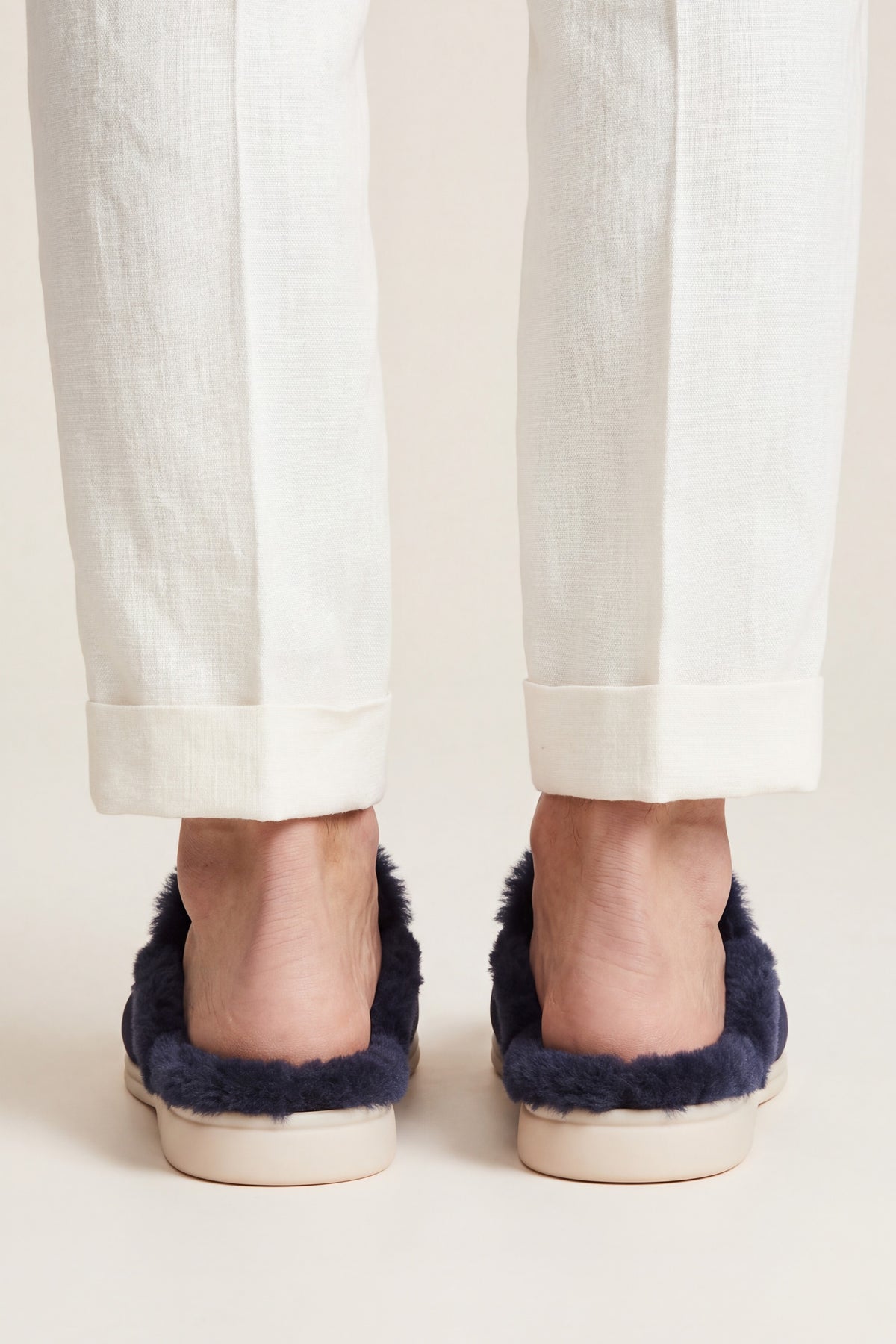 Maretti Fur-Lined Buckle Mule Navy