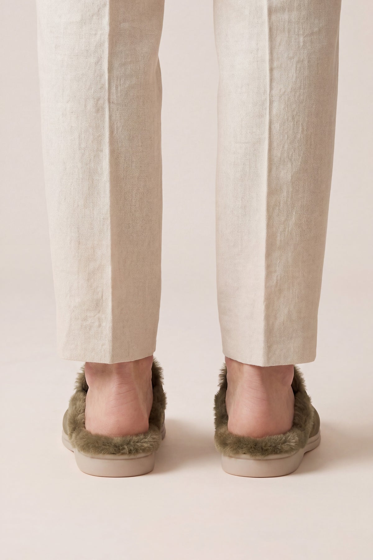 Maretti Fur-Lined Buckle Mule Olive