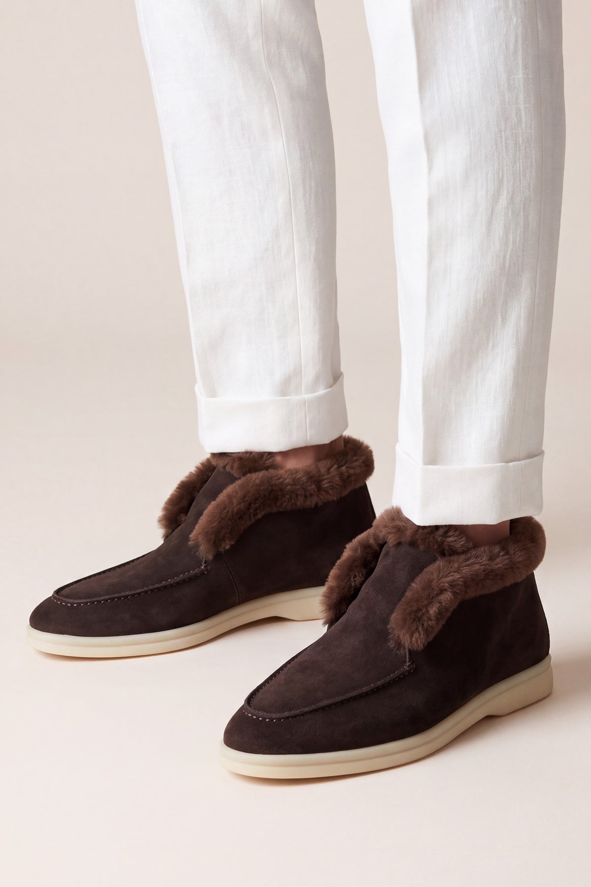 Arzano Fur-Lined High Top Loafer Dark Brown