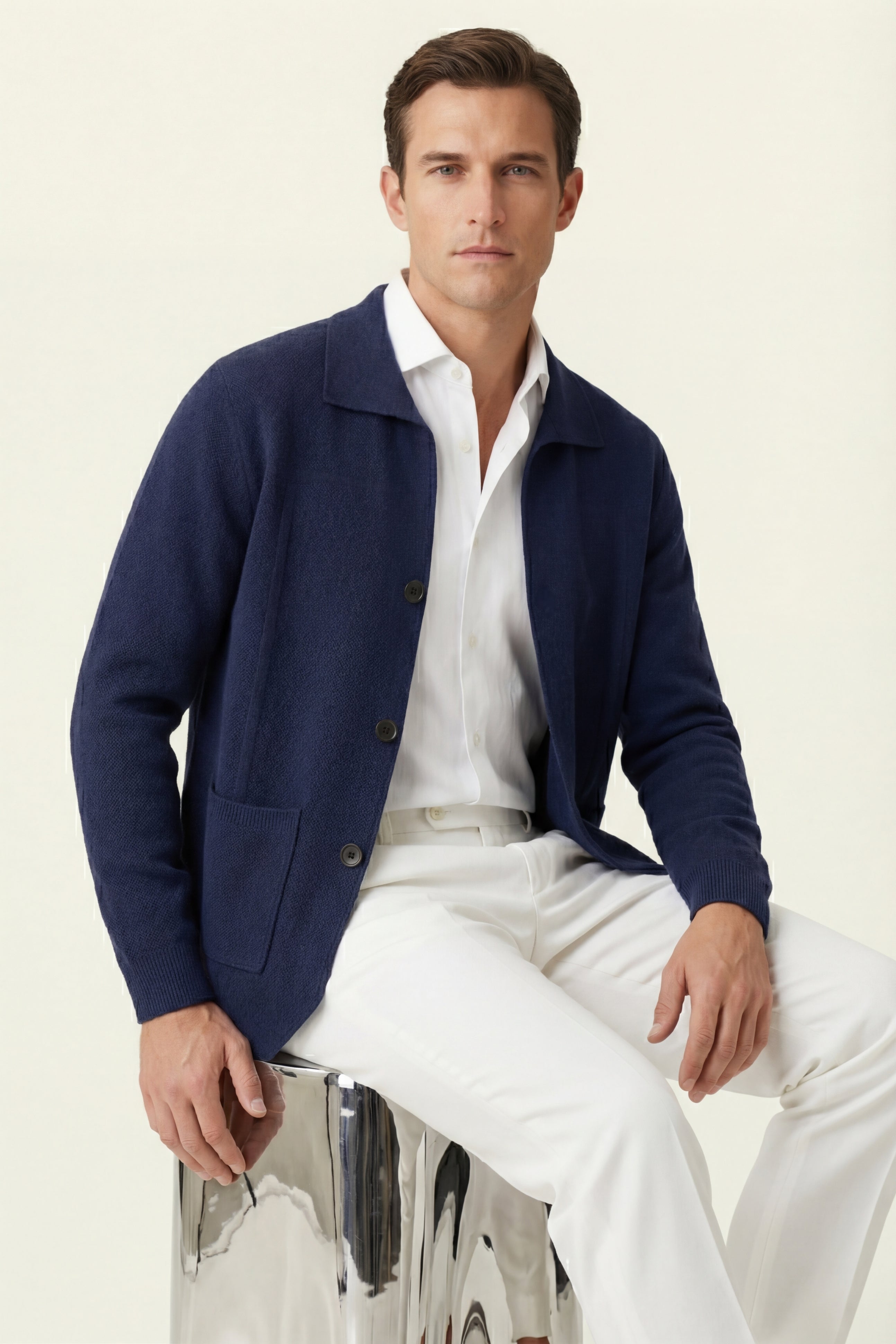 Valero Cashmere Cardigan Navy