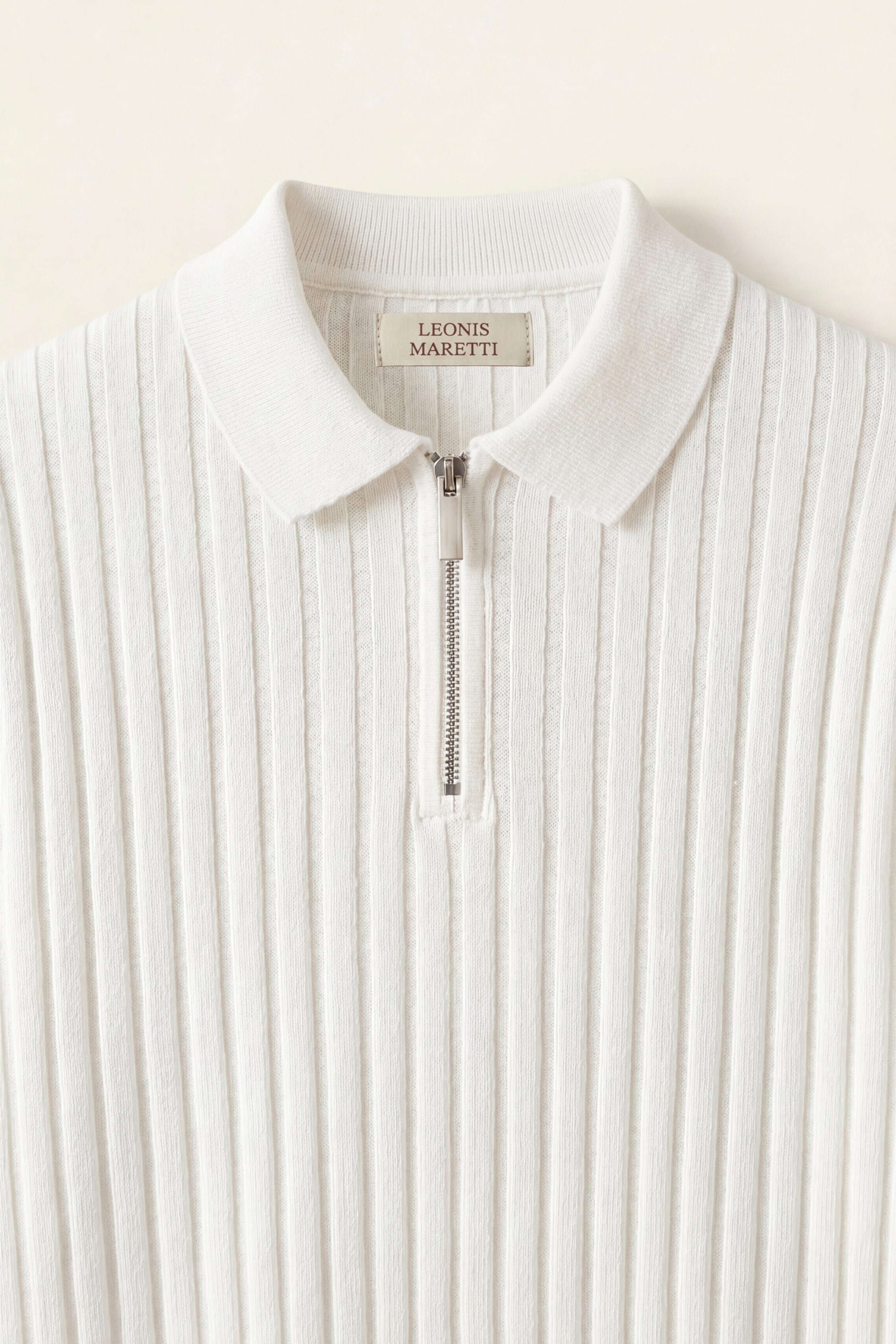 Elio Ribbed Zip Polo White