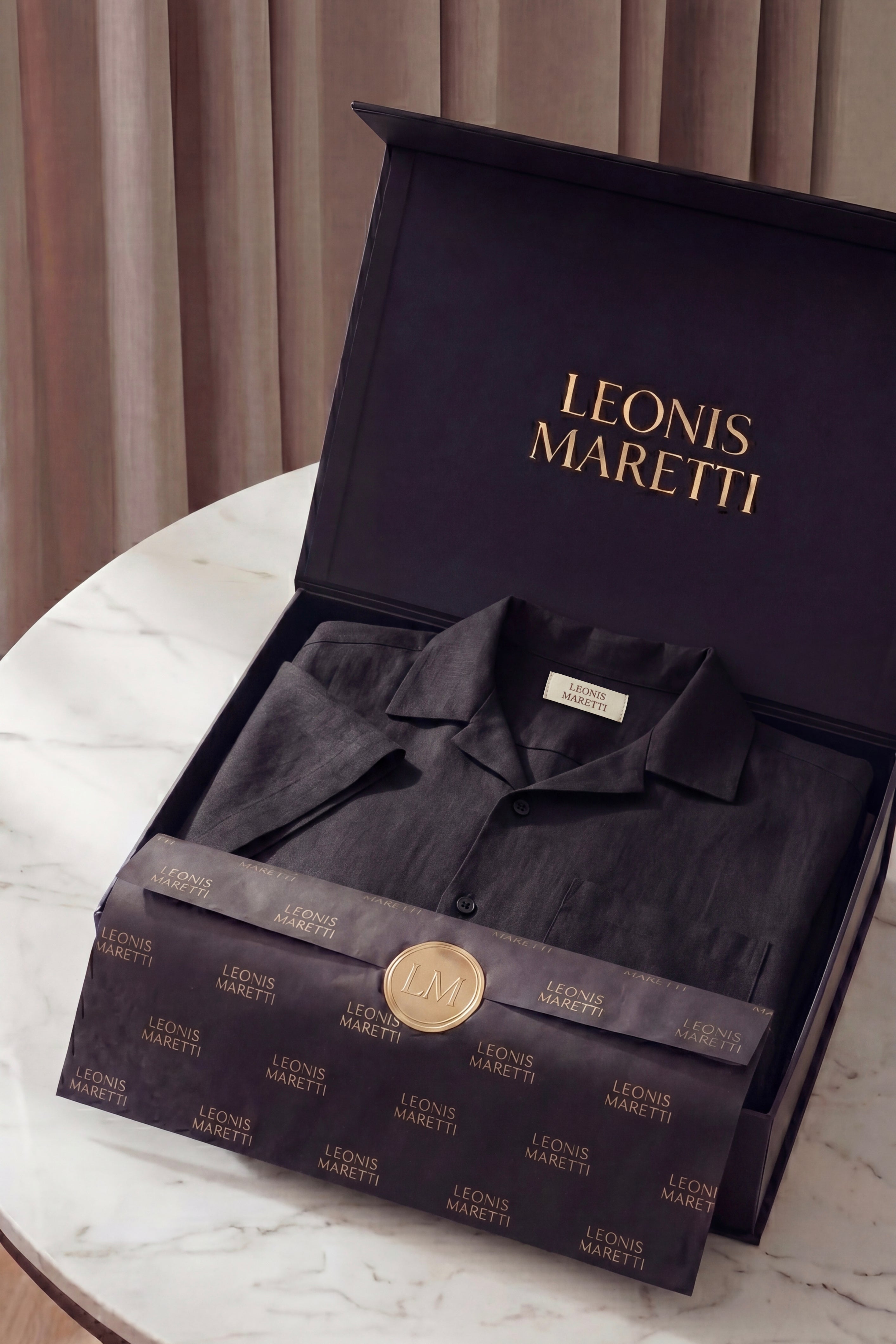 Ancona Linen Cotton Shirt Black