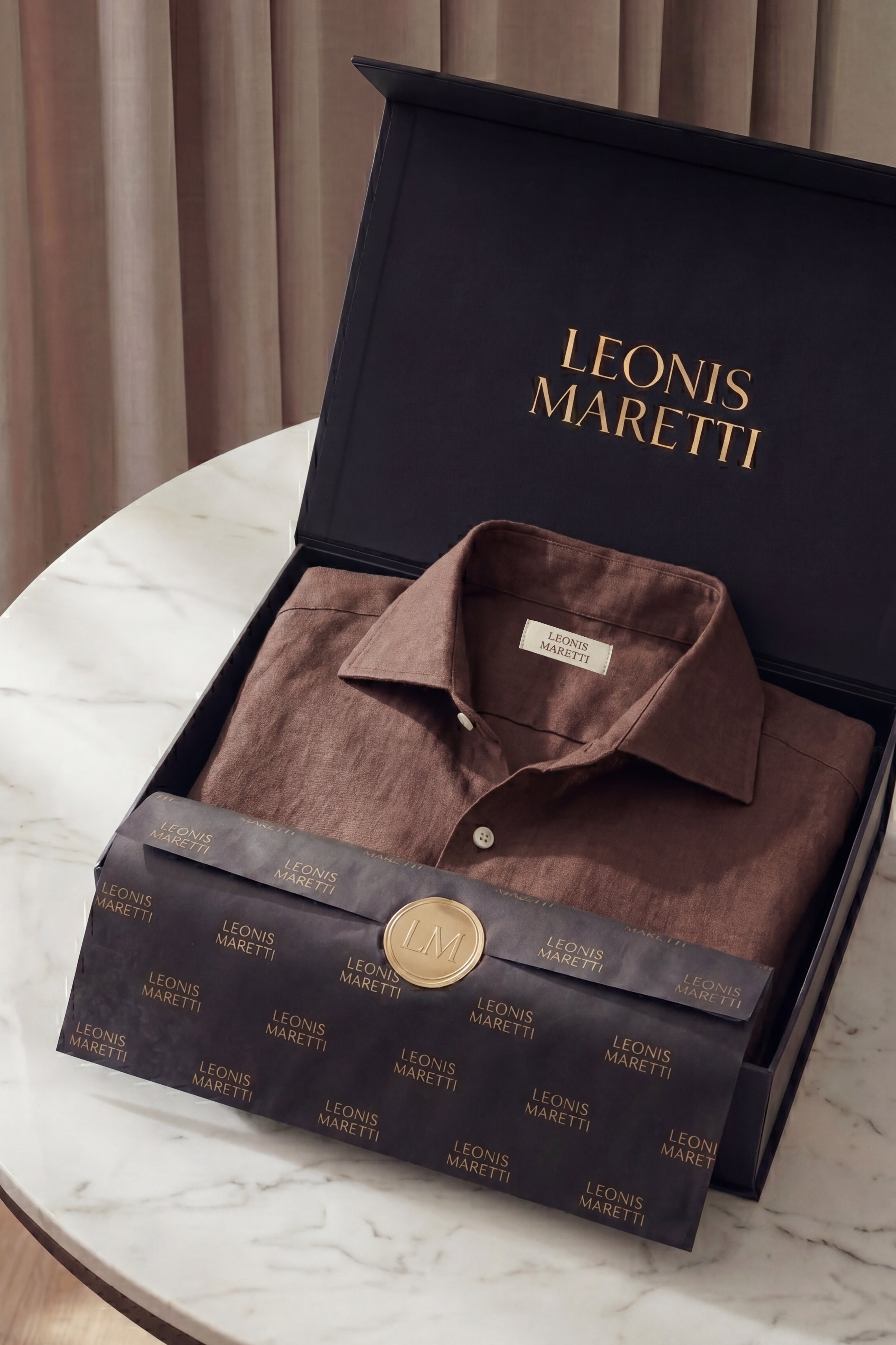 Silano Linen Shirt Dark Brown