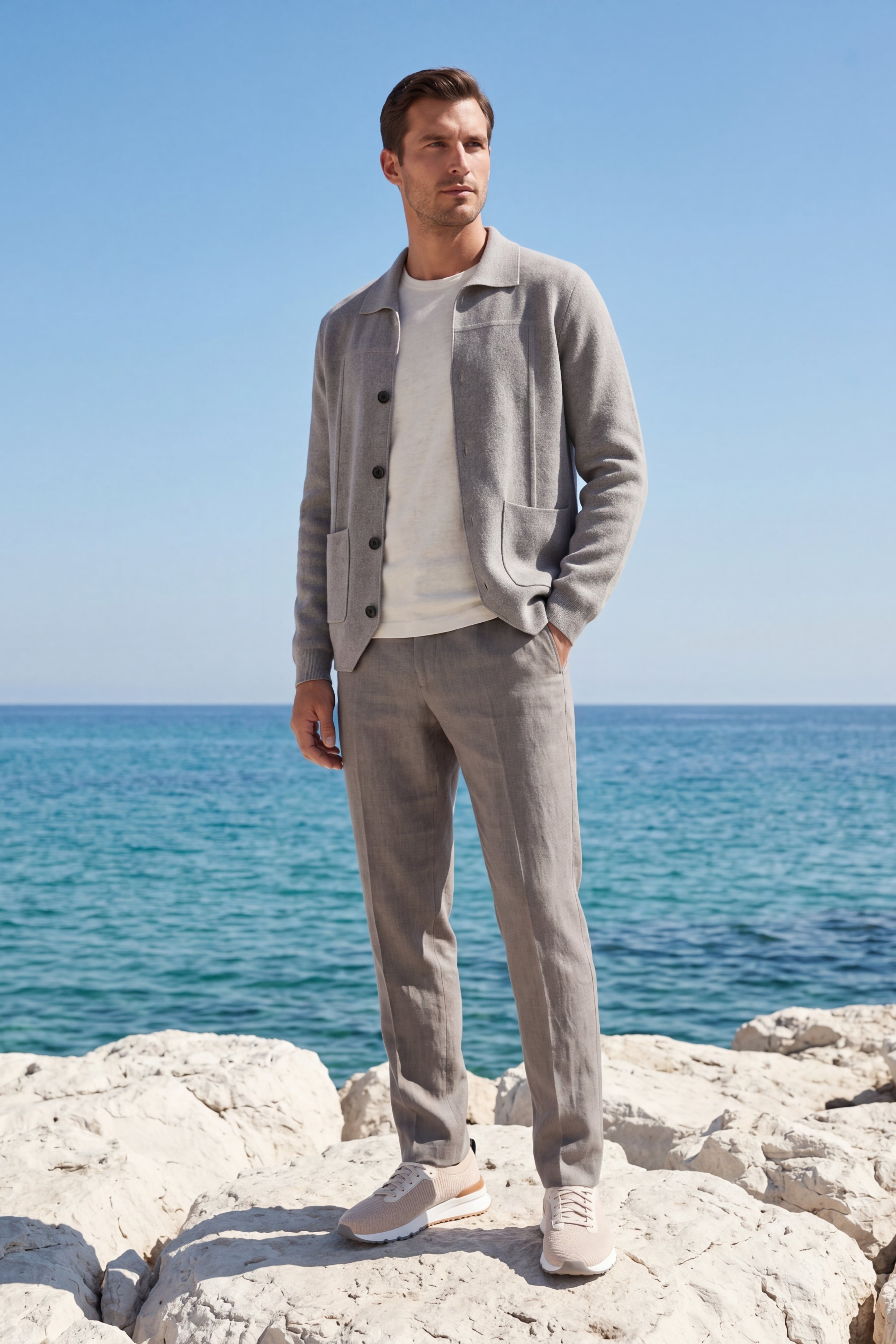Valero Cashmere Cardigan Grey