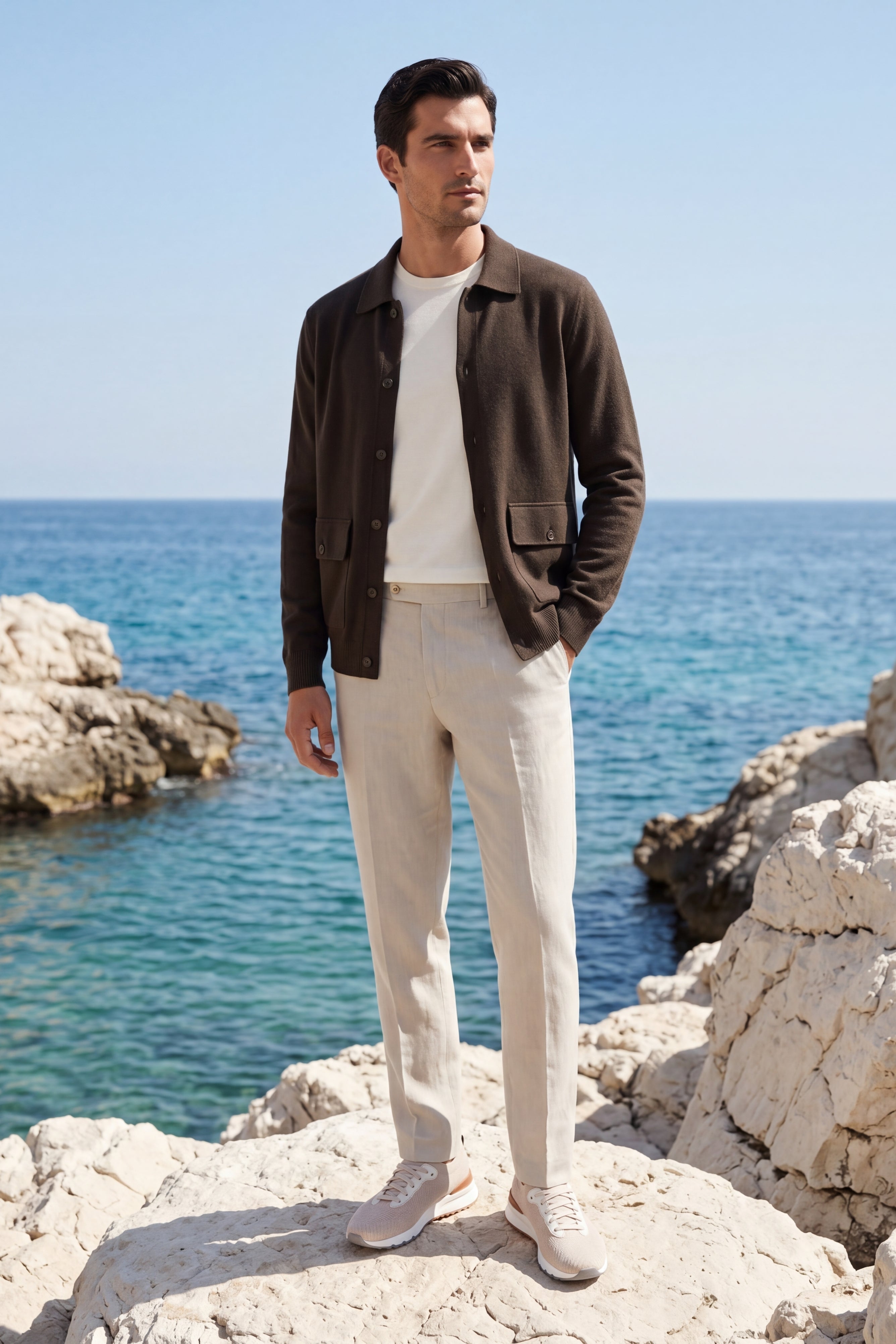 Lorenzo Cashmere Cardigan Olive Green