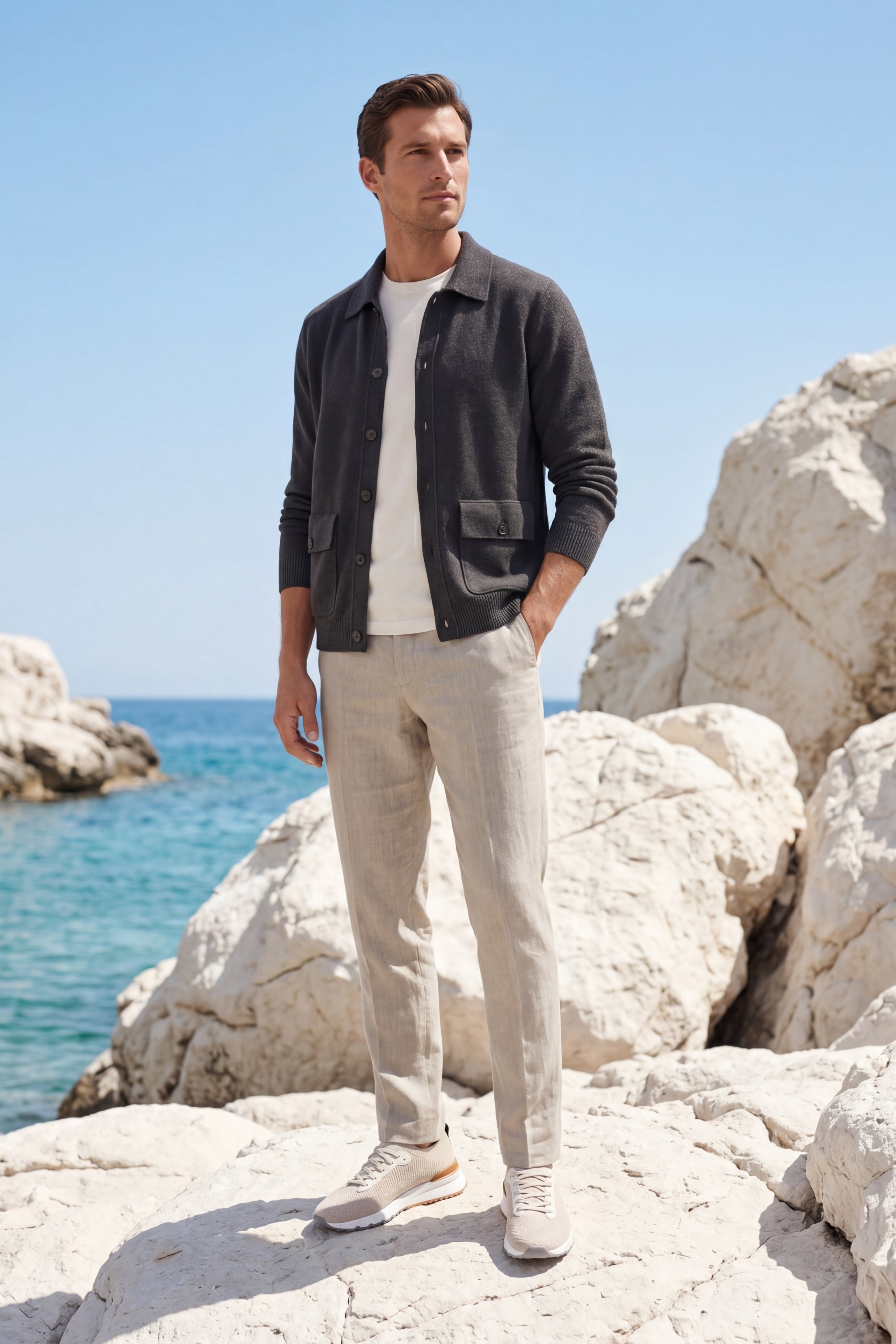 Lorenzo Cashmere Cardigan Dark Grey