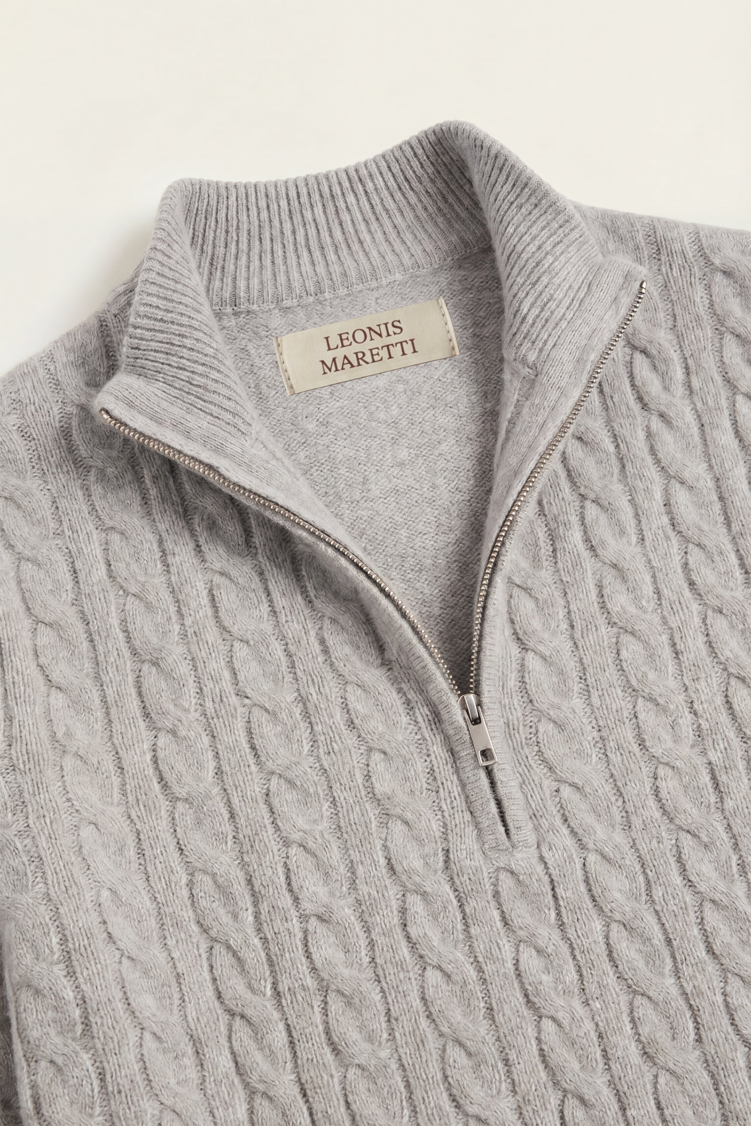 Lerano Cashmere Half-Zip Knit Grey
