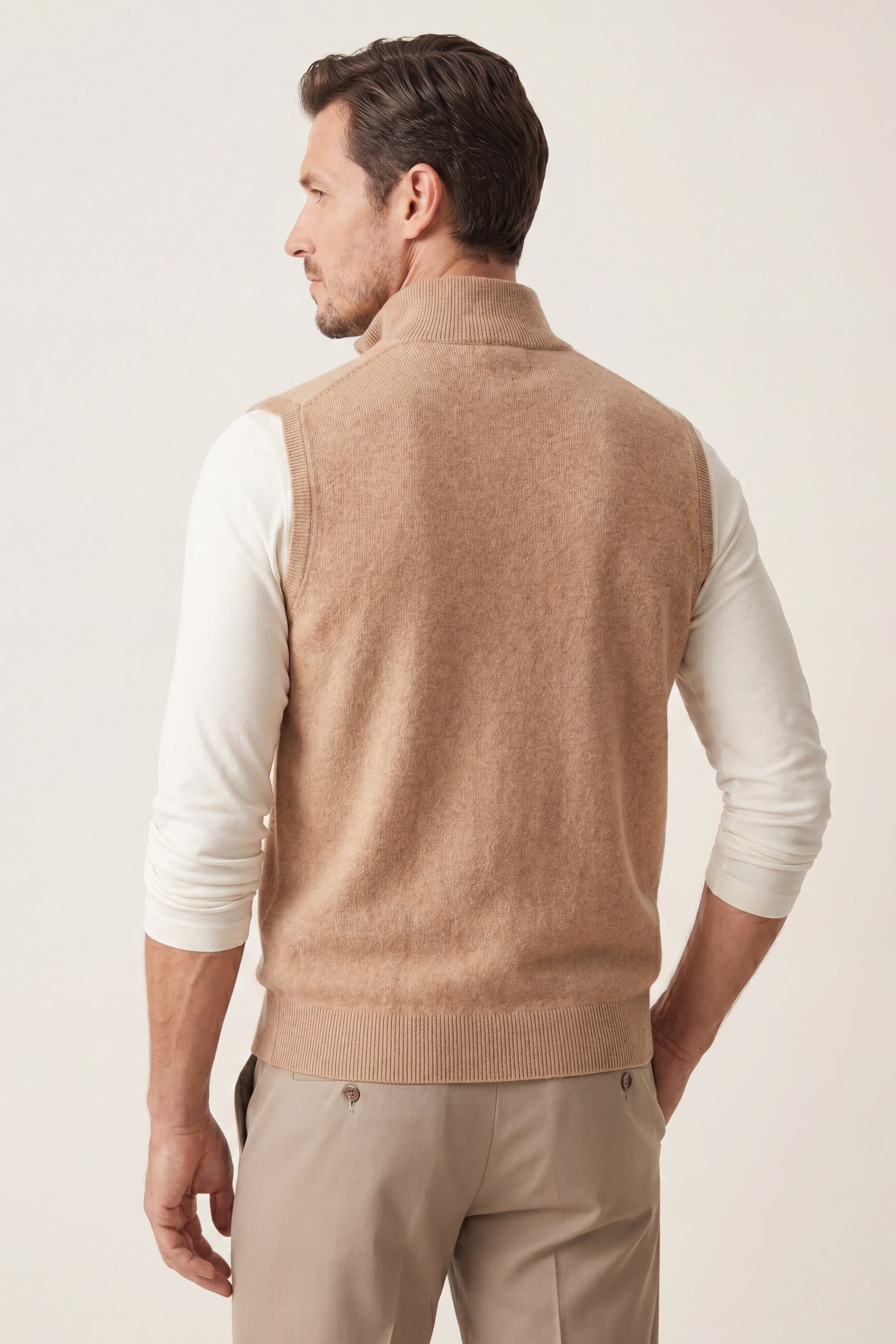 Alberto Merino Zip Vest Camel