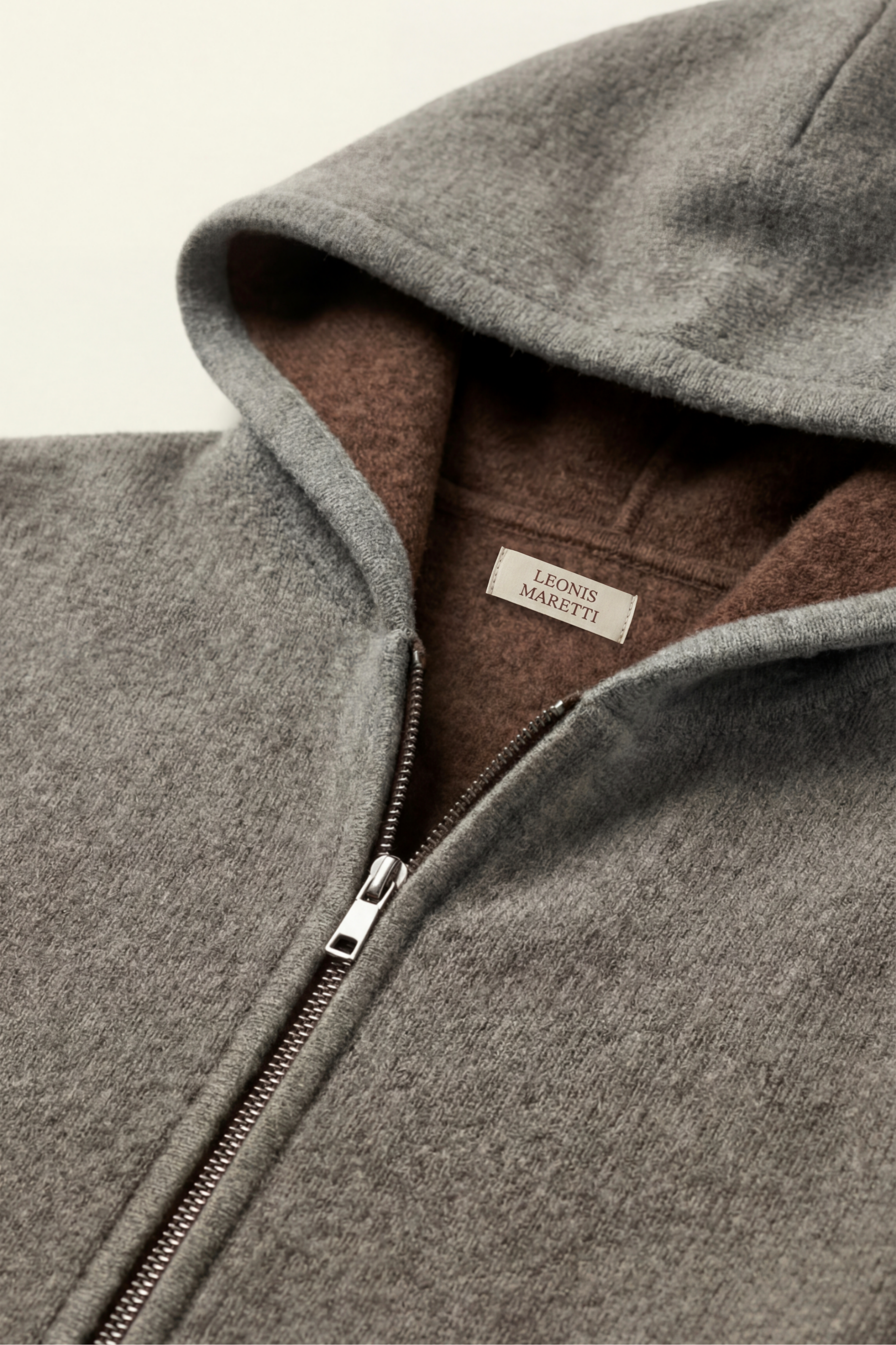 Novaro Hooded Zip Knit Brown/Grey
