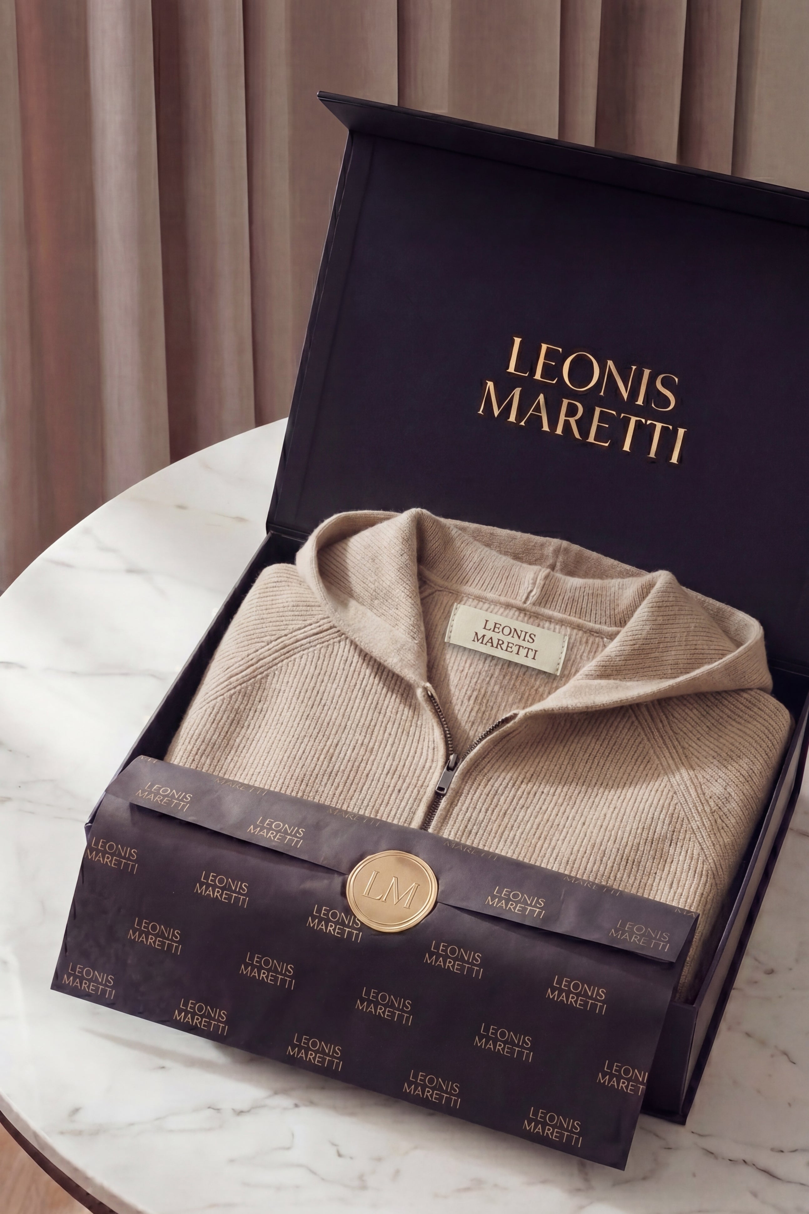 Amalfi Merino Hooded Sweater Taupe