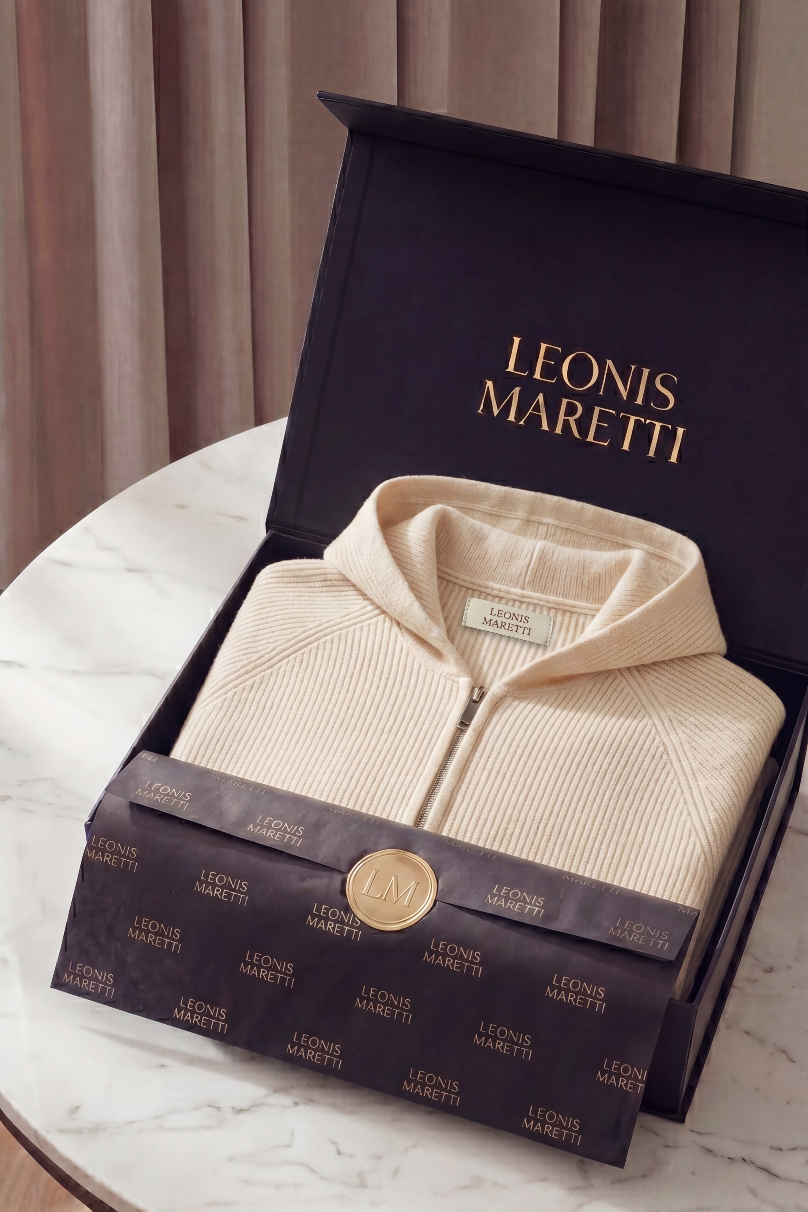 Amalfi Merino Hooded Sweater Beige