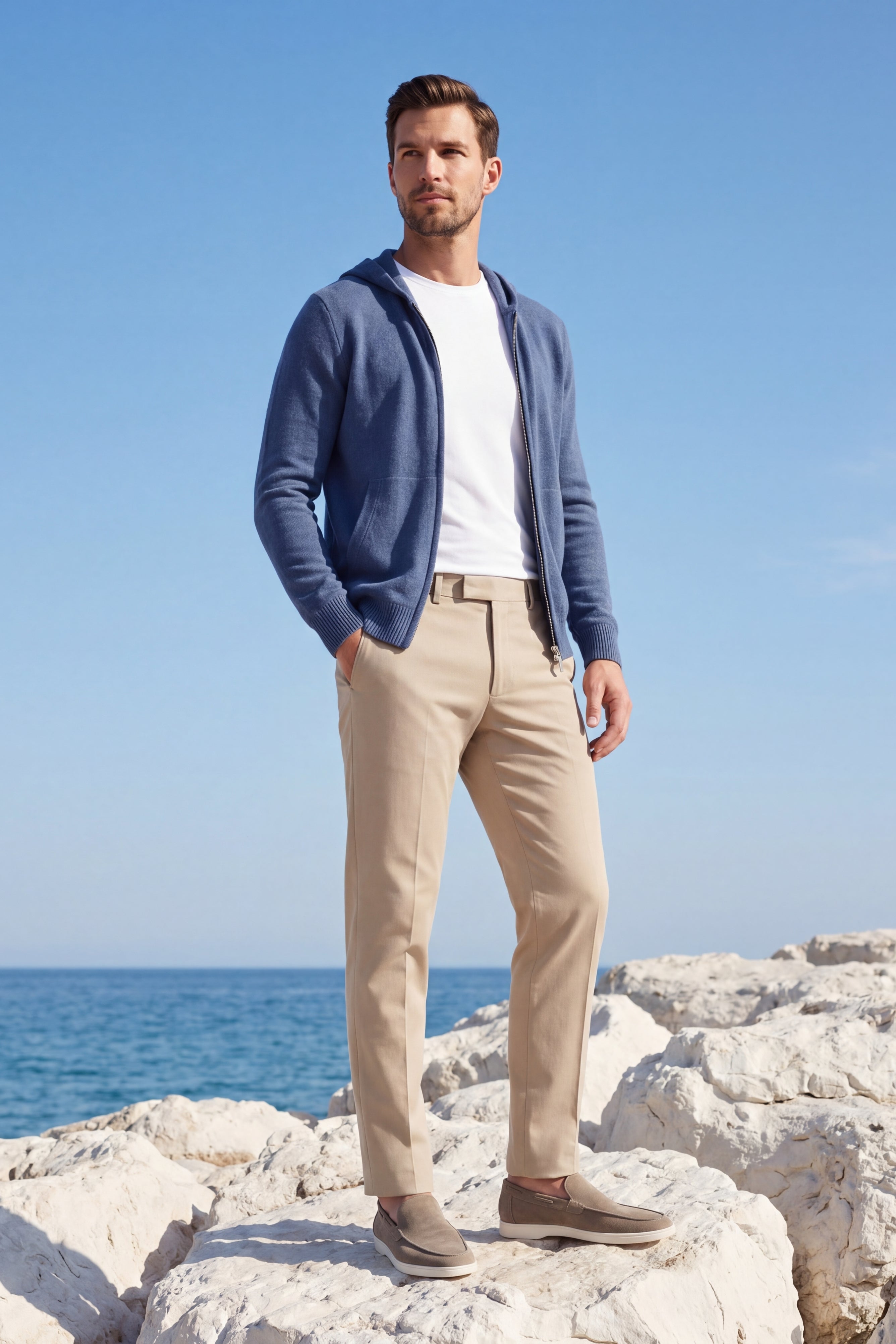 Tavole Hooded Zip Blue