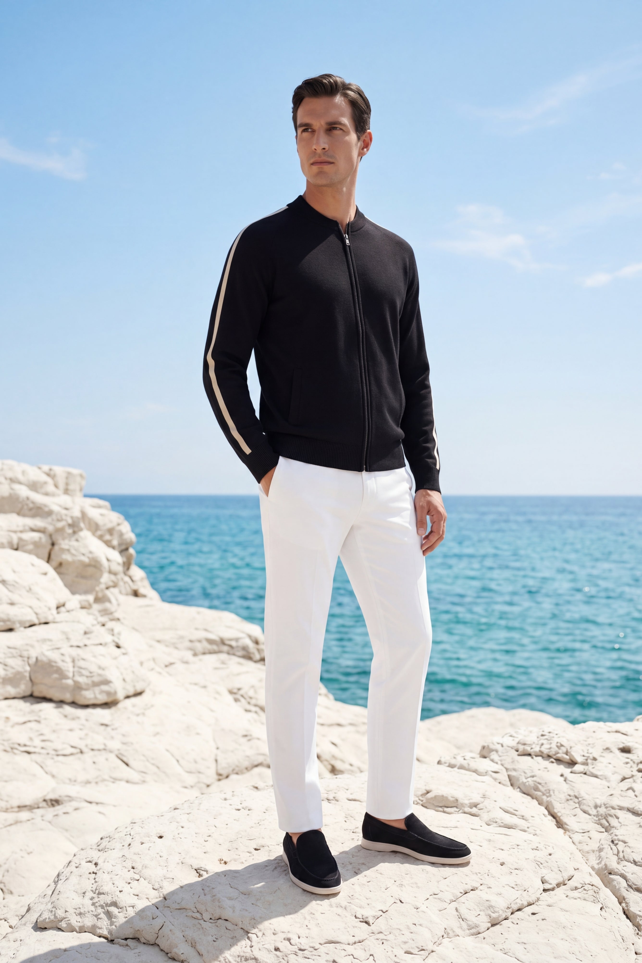 Lorenti Cashmere Zip Knit Black