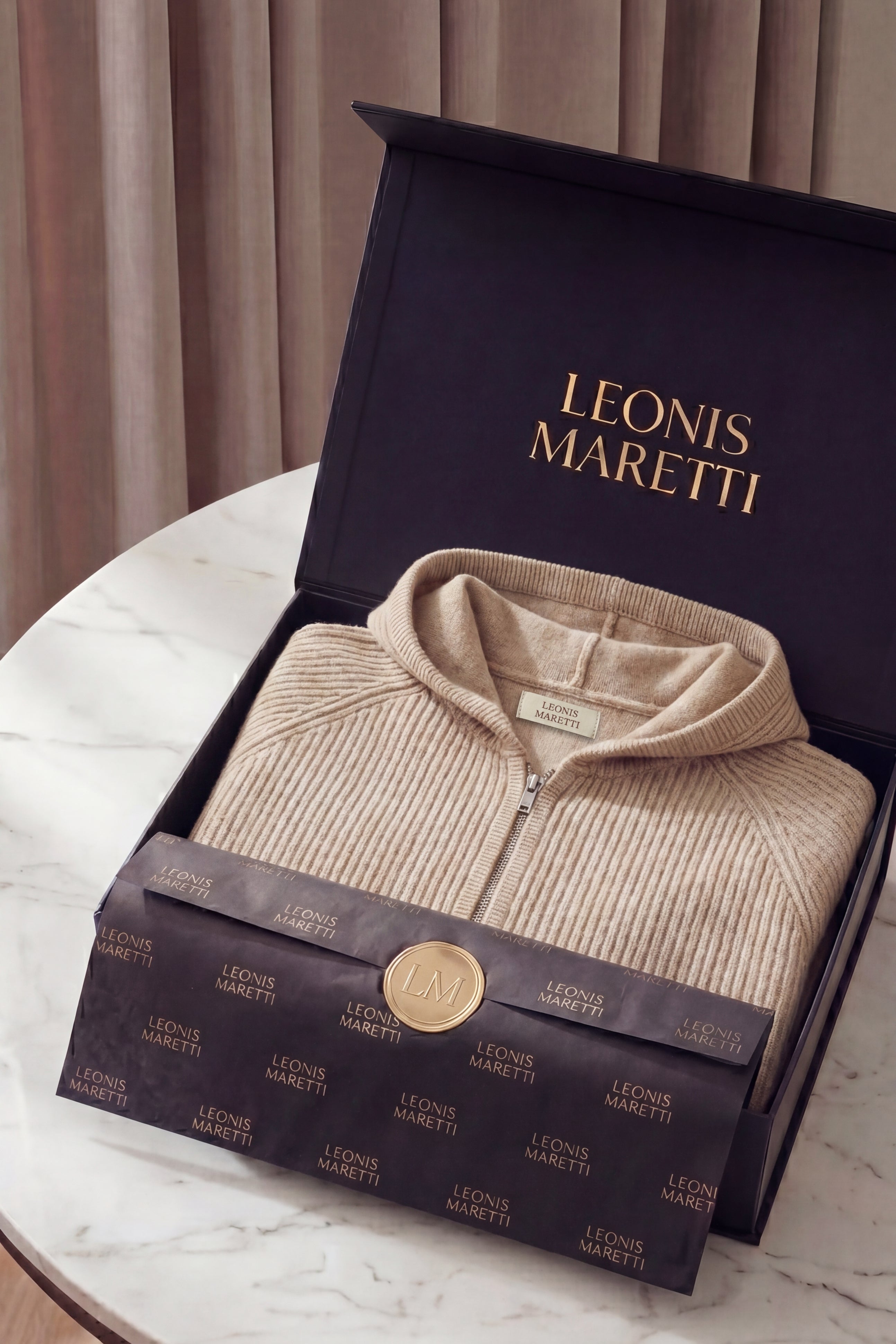 Sorrento Hooded Knit Light Brown