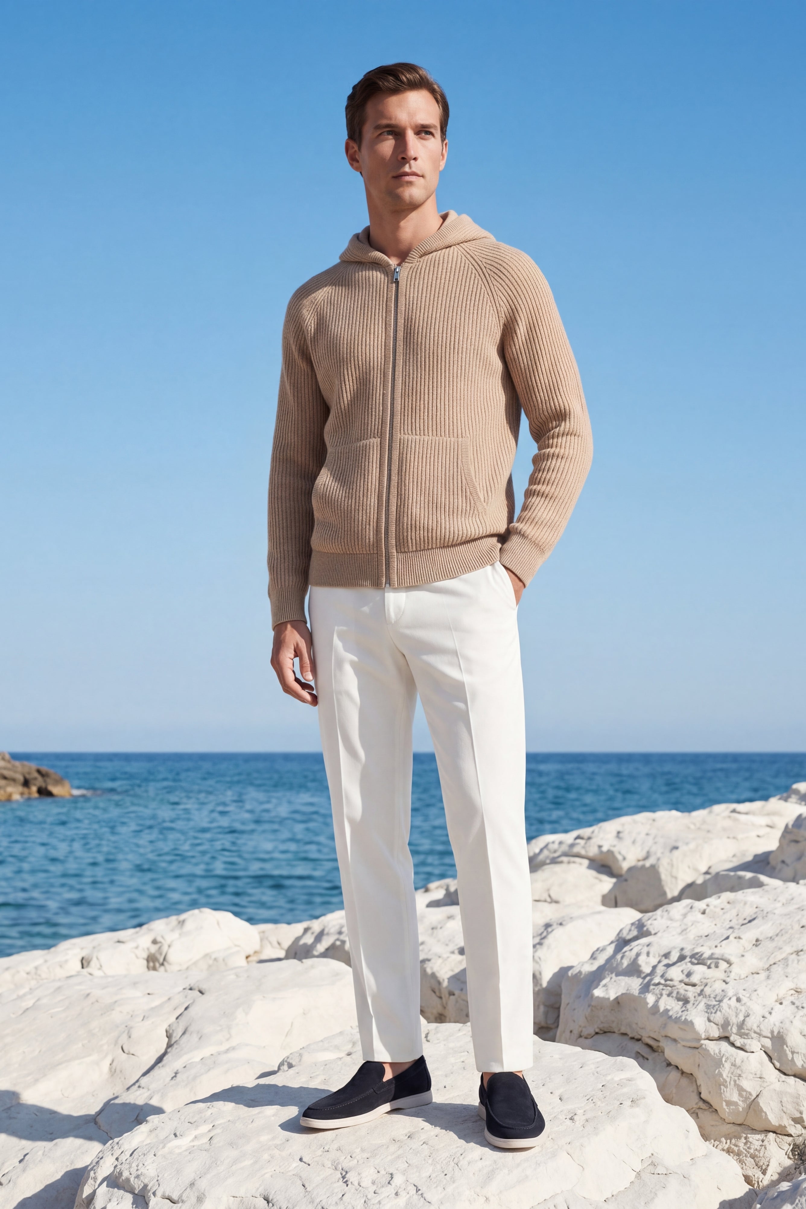 Sorrento Hooded Knit Light Brown