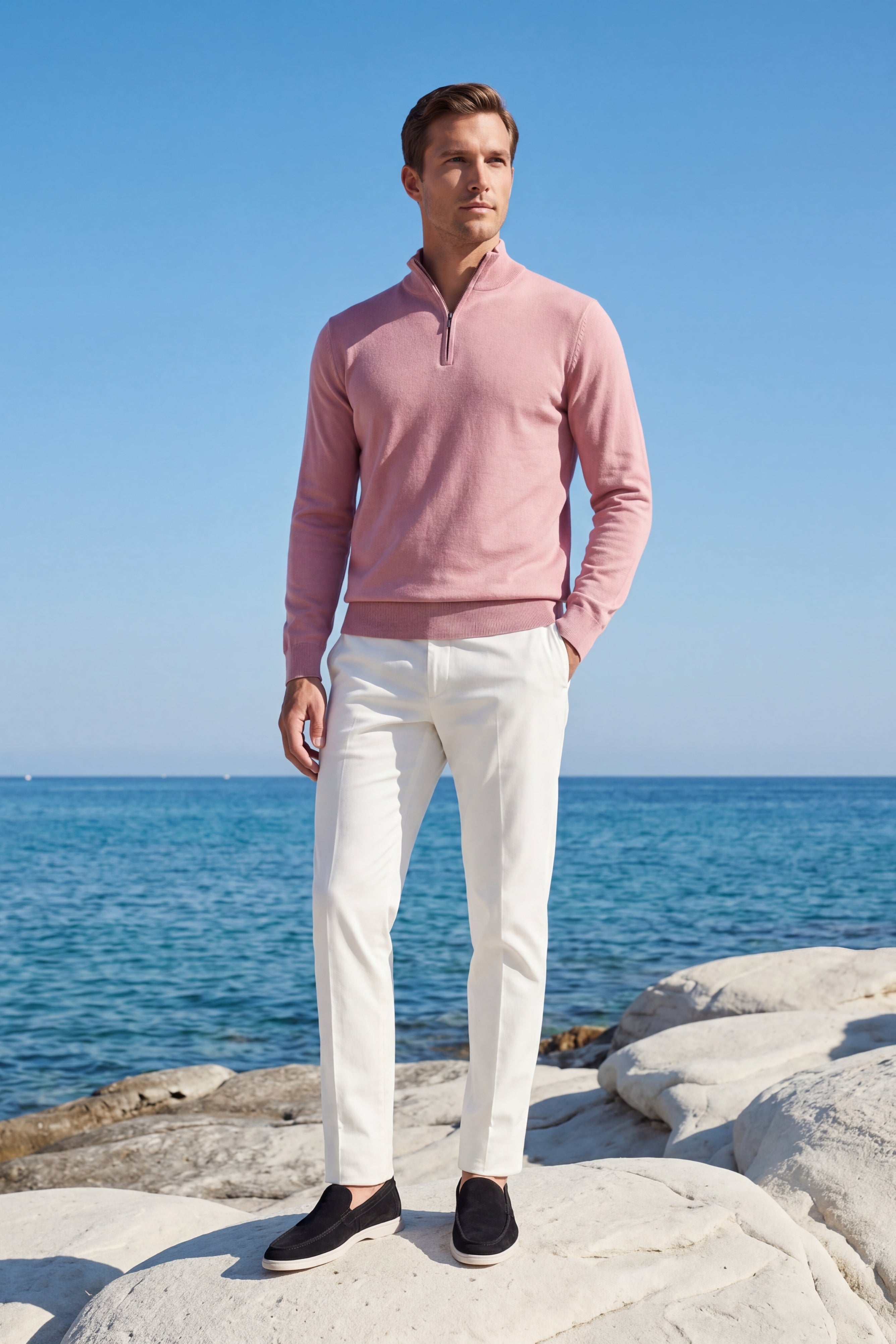 Arlino Quarter Zip Knit Pink