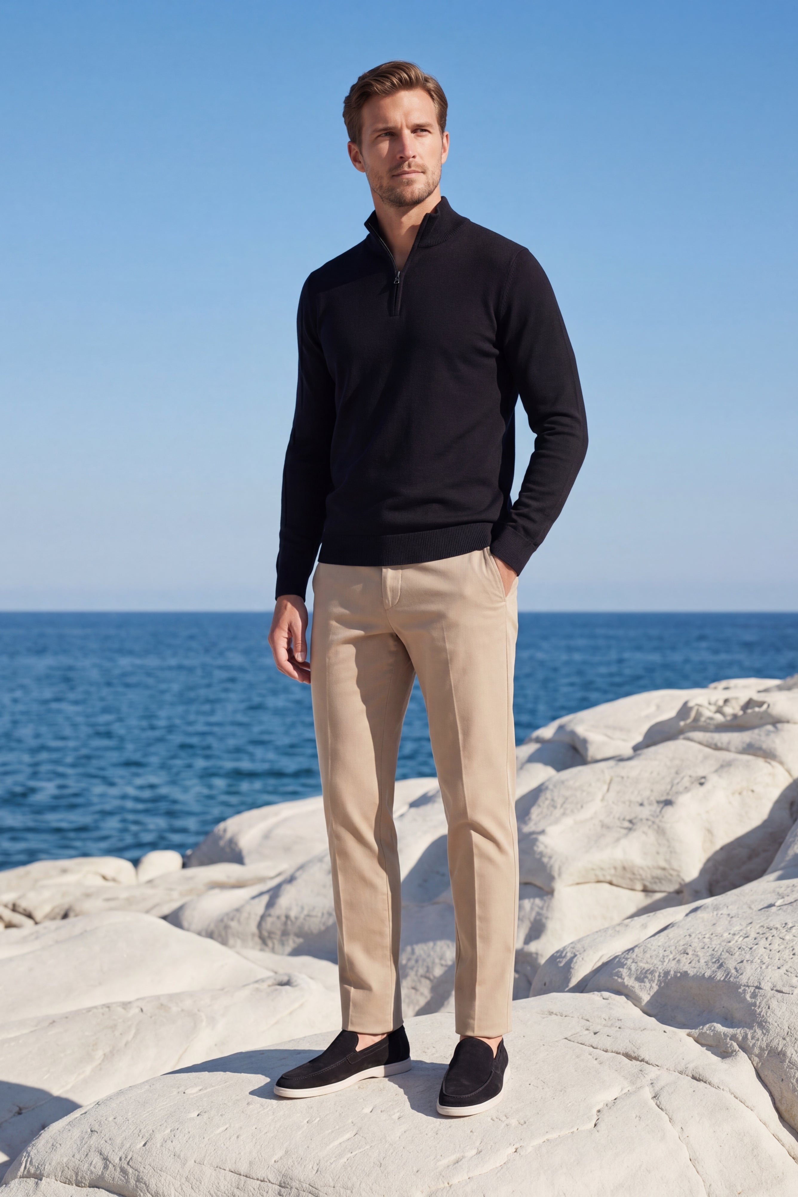 Arlino Quarter Zip Knit Black
