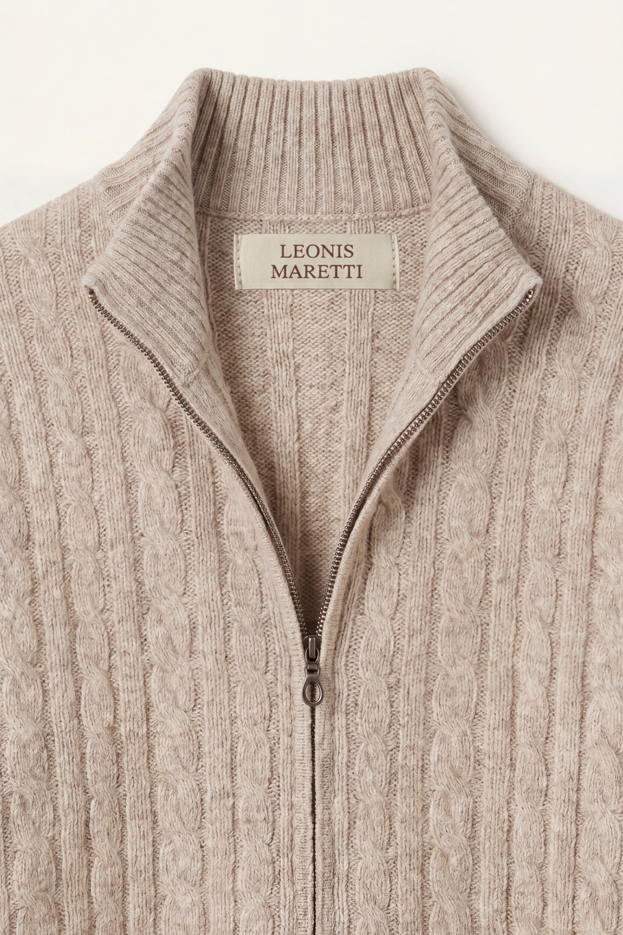 Bolzano Cable Zip Knit Camel