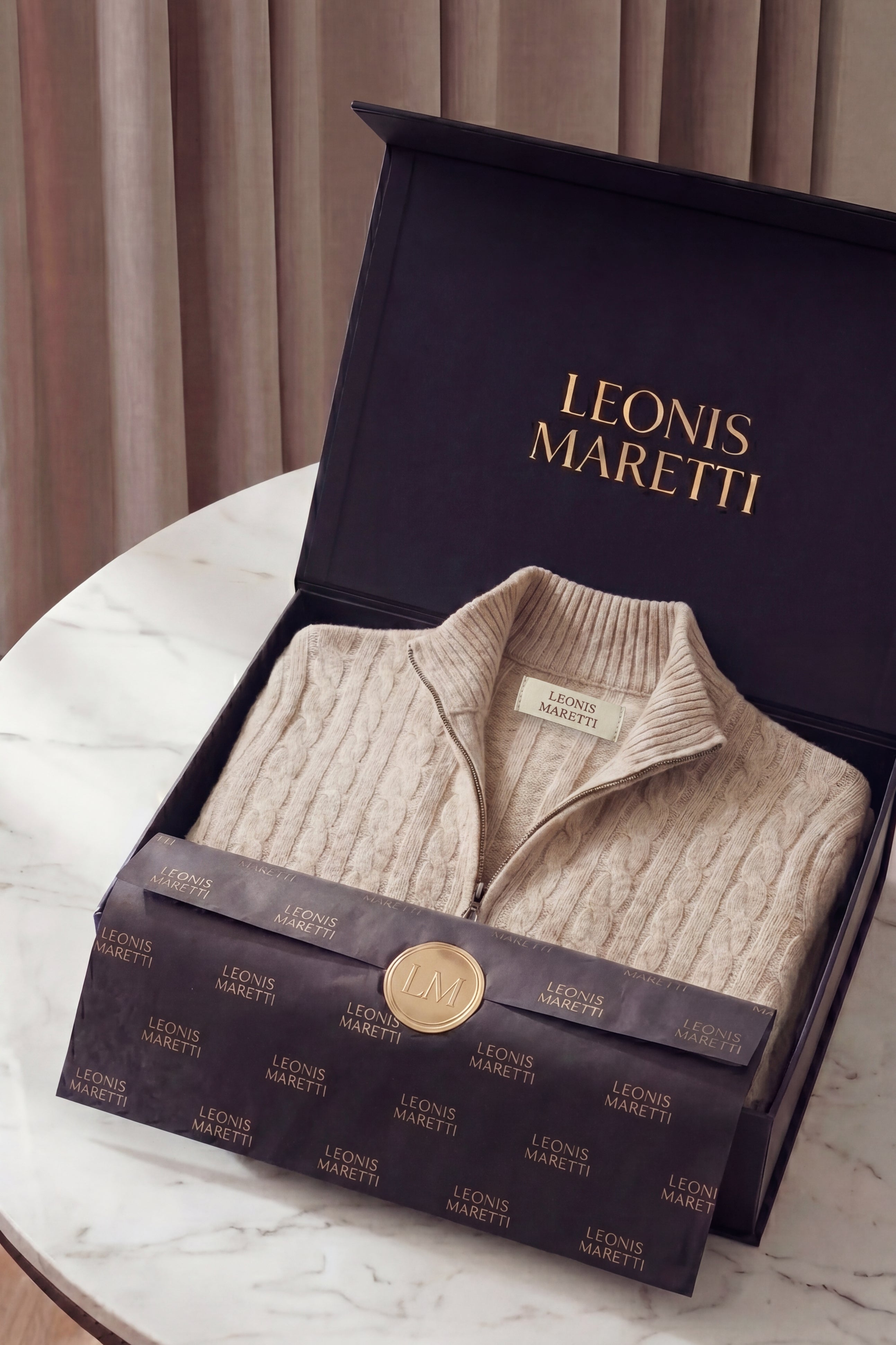 Bolzano Cable Zip Knit Camel