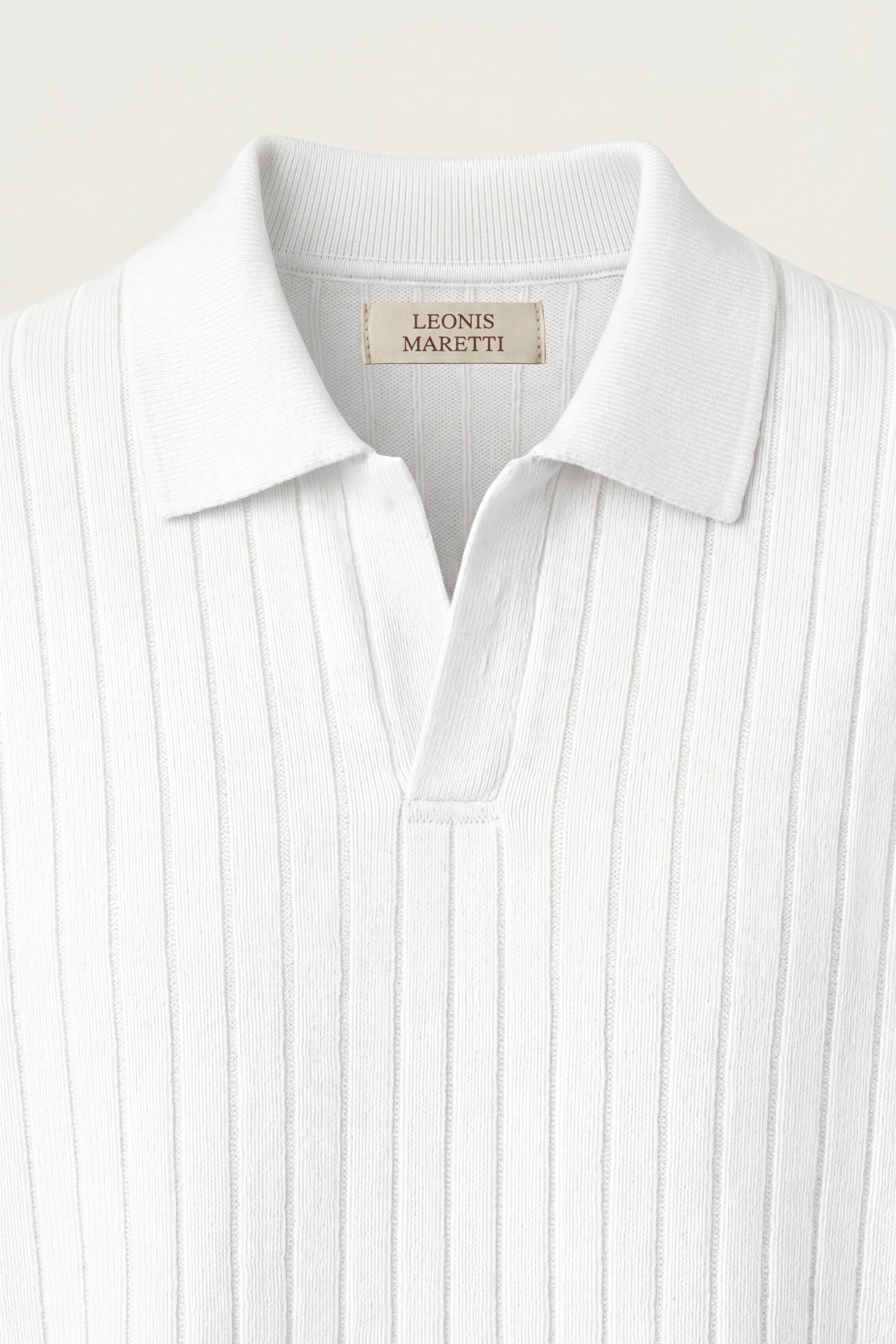 Leonardo Ribbed Knit Polo White