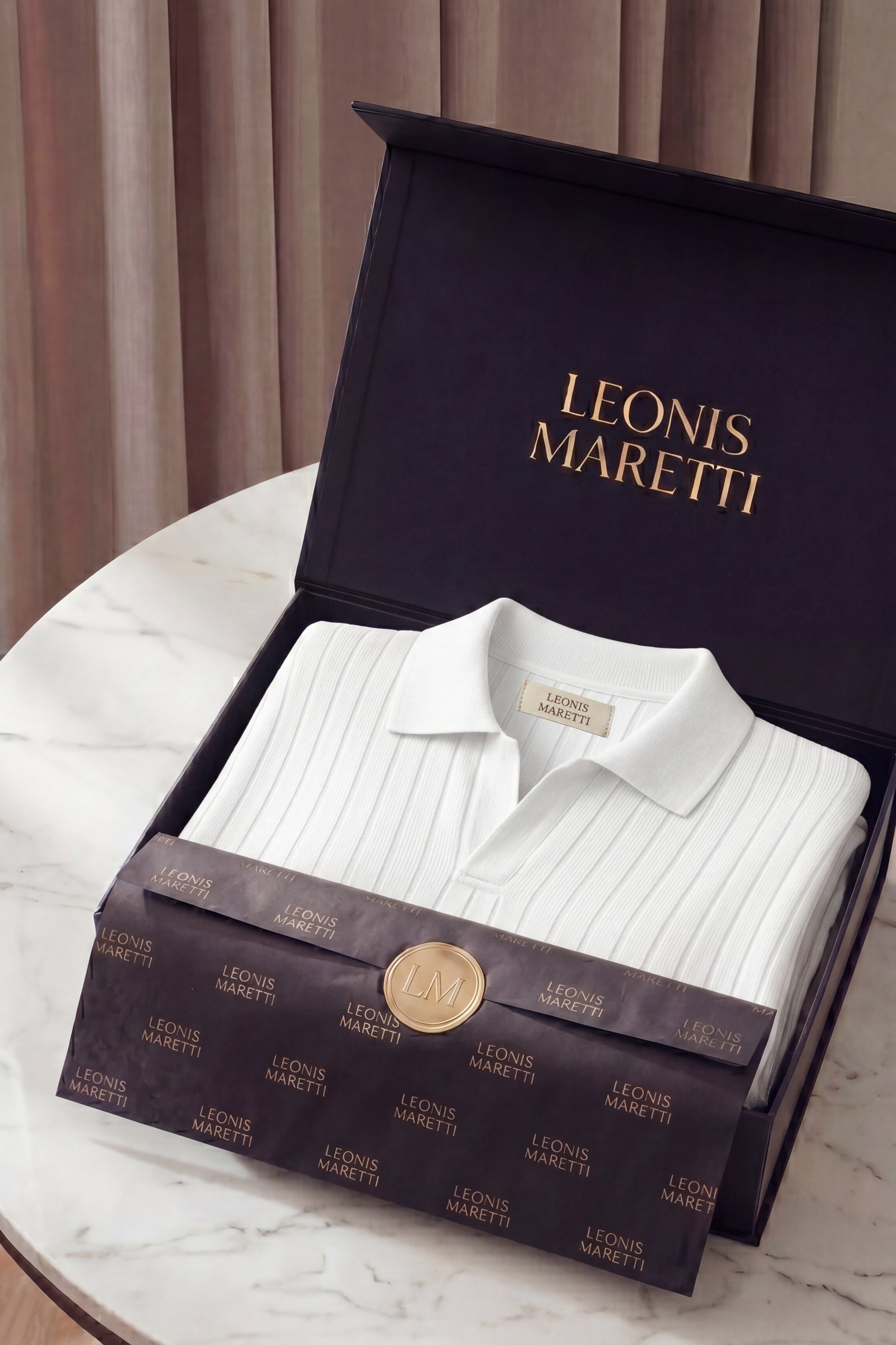 Leonardo Ribbed Knit Polo White