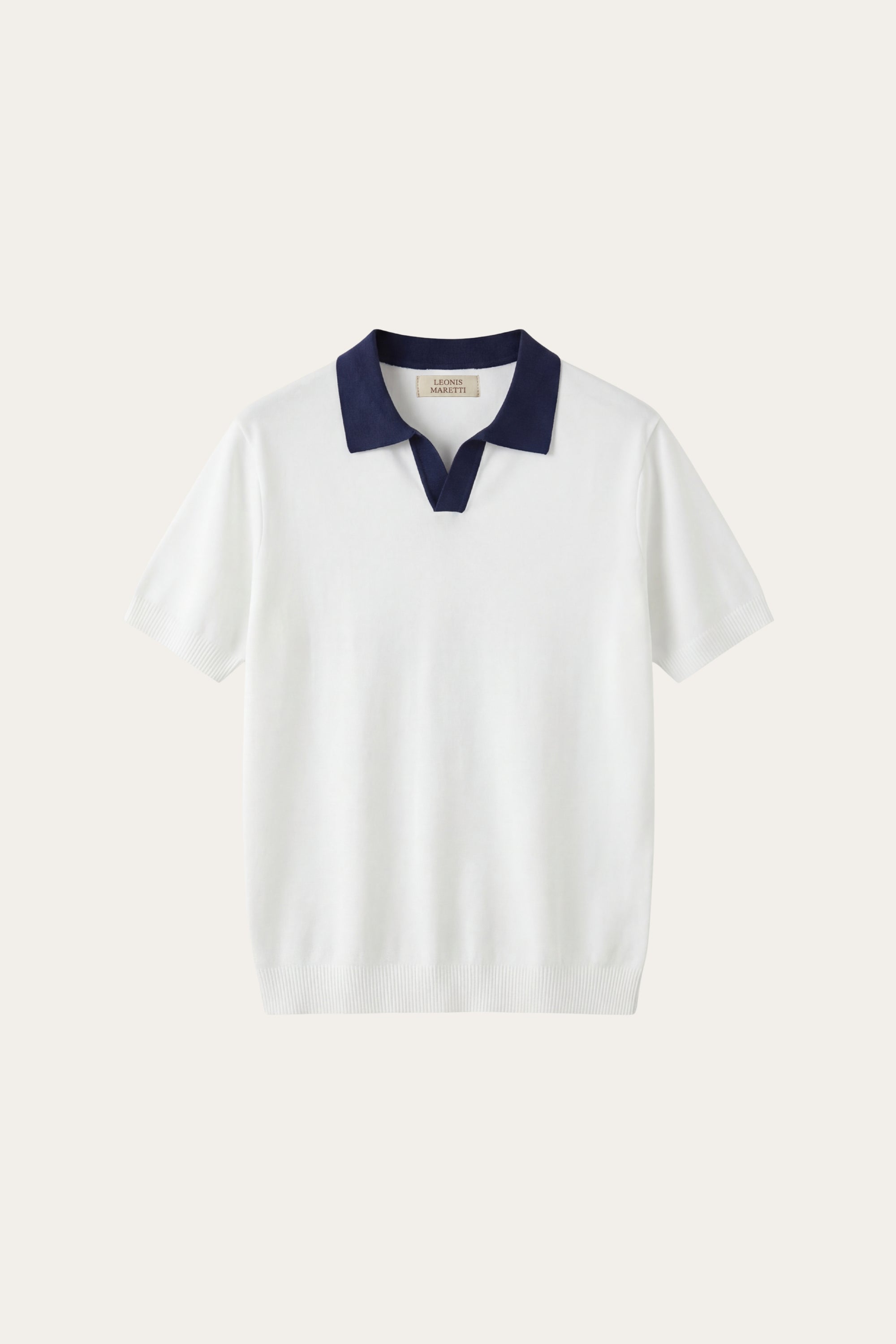 Asti Lapel Knit Polo White